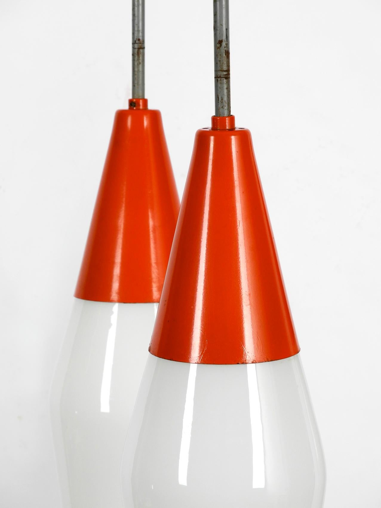Midcentury Industrial Metal and Glass Ceiling Light by Josef Hurka for Napako For Sale 1