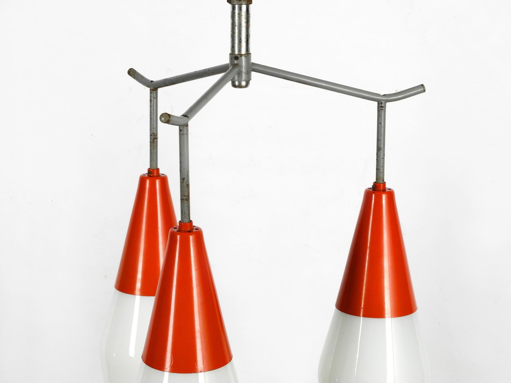 Midcentury Industrial Metal and Glass Ceiling Light by Josef Hurka for Napako For Sale 2