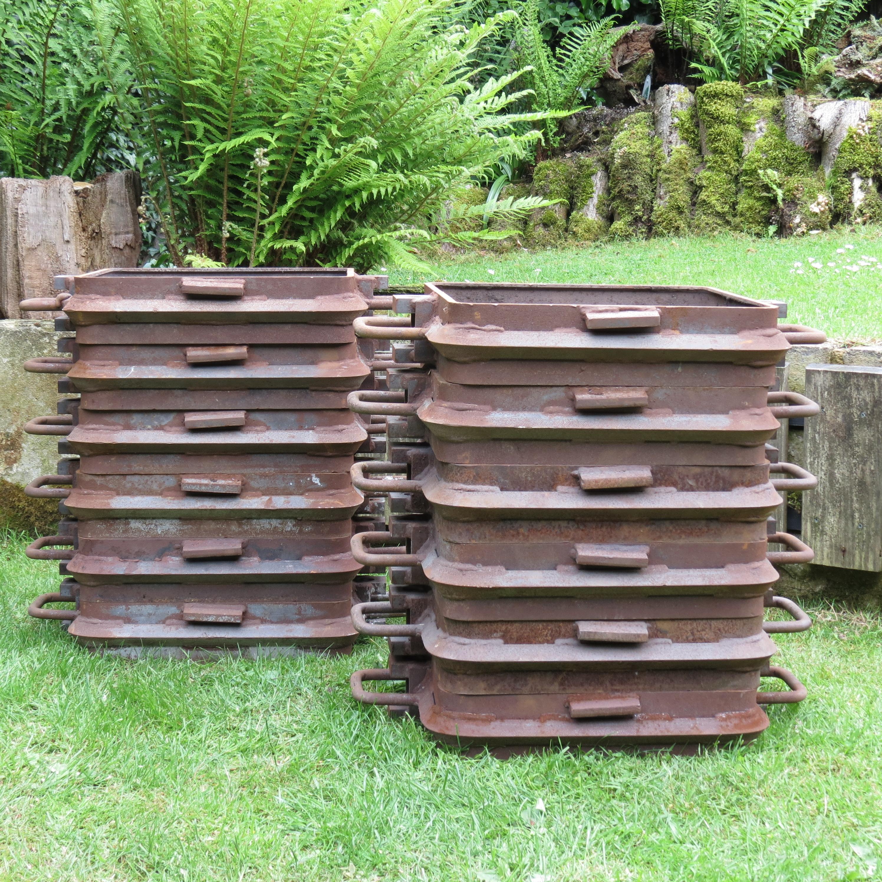 Midcentury Industrial Metal Sand Casting Flask Large Garden Planters A4Availabe In Good Condition In Stow on the Wold, GB