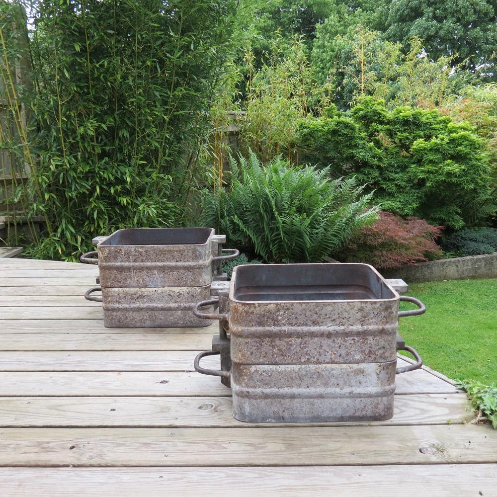 Mid-Century Industrial Metal Sand Casting Flask Large Garden Planters.H, 1960s In Good Condition In Stow on the Wold, GB