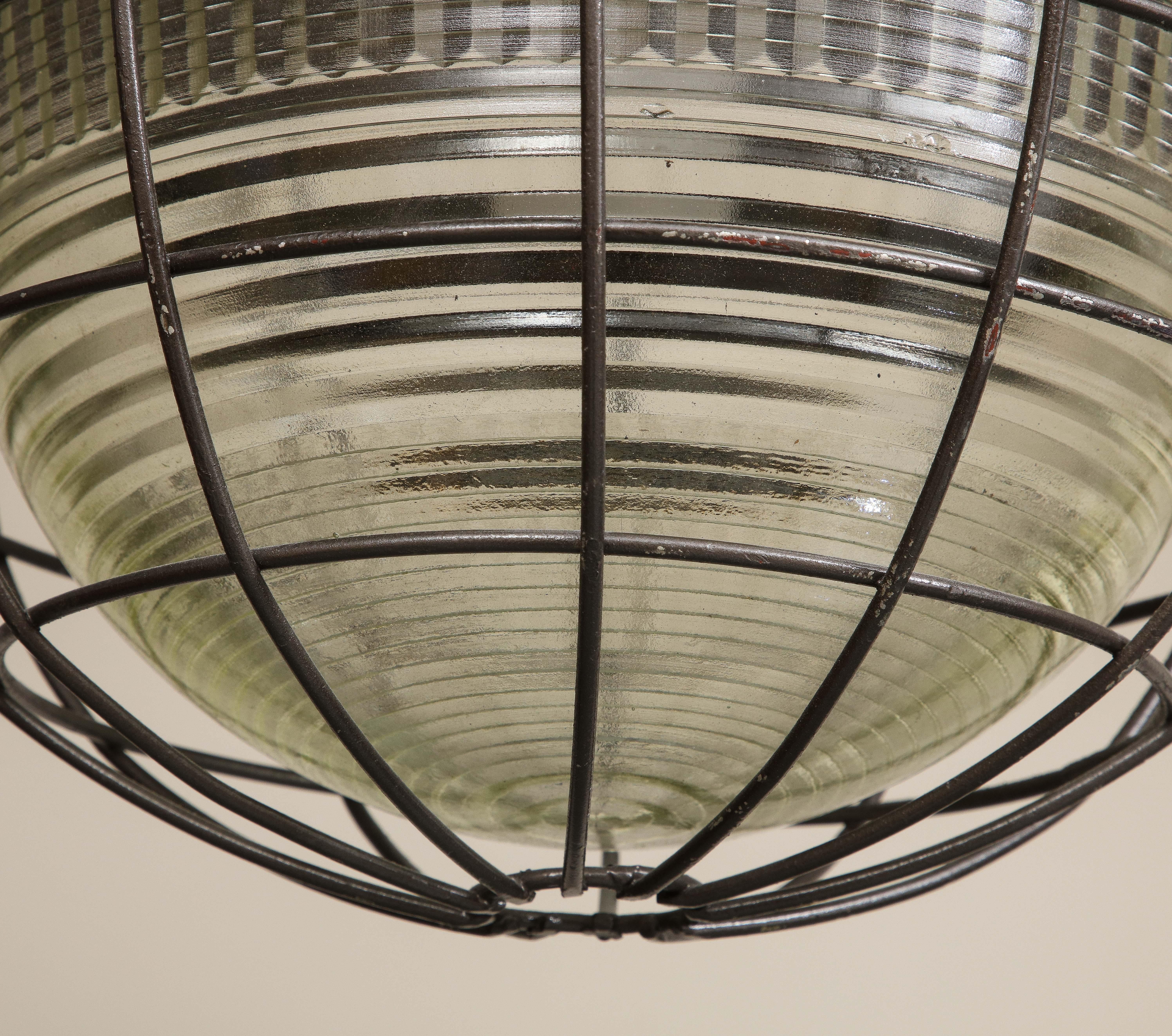 Industrial Pendant Light with Original Glass, c. 1940 For Sale 8