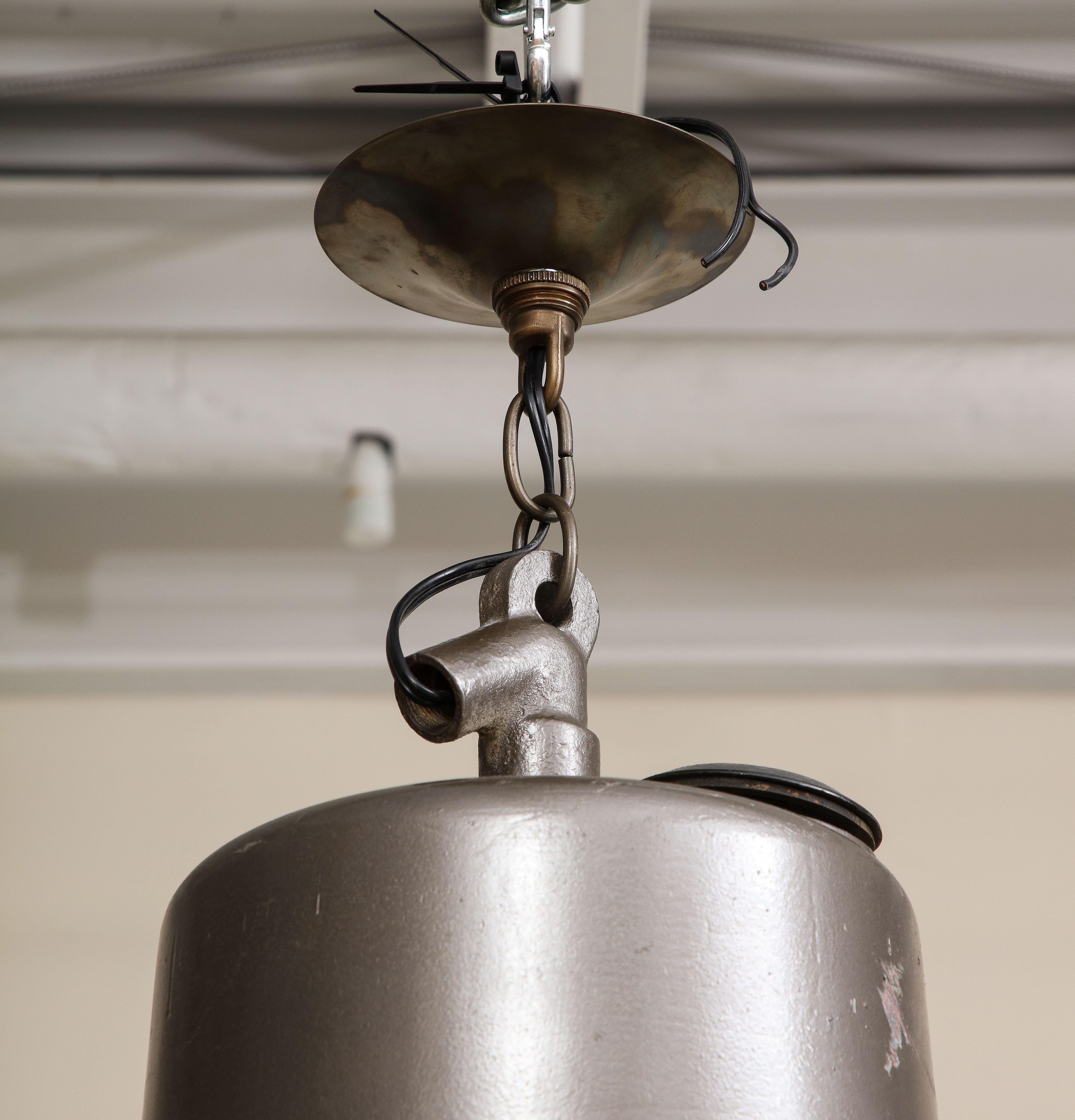 Industrial Pendant Light with Original Glass, c. 1940 For Sale 10