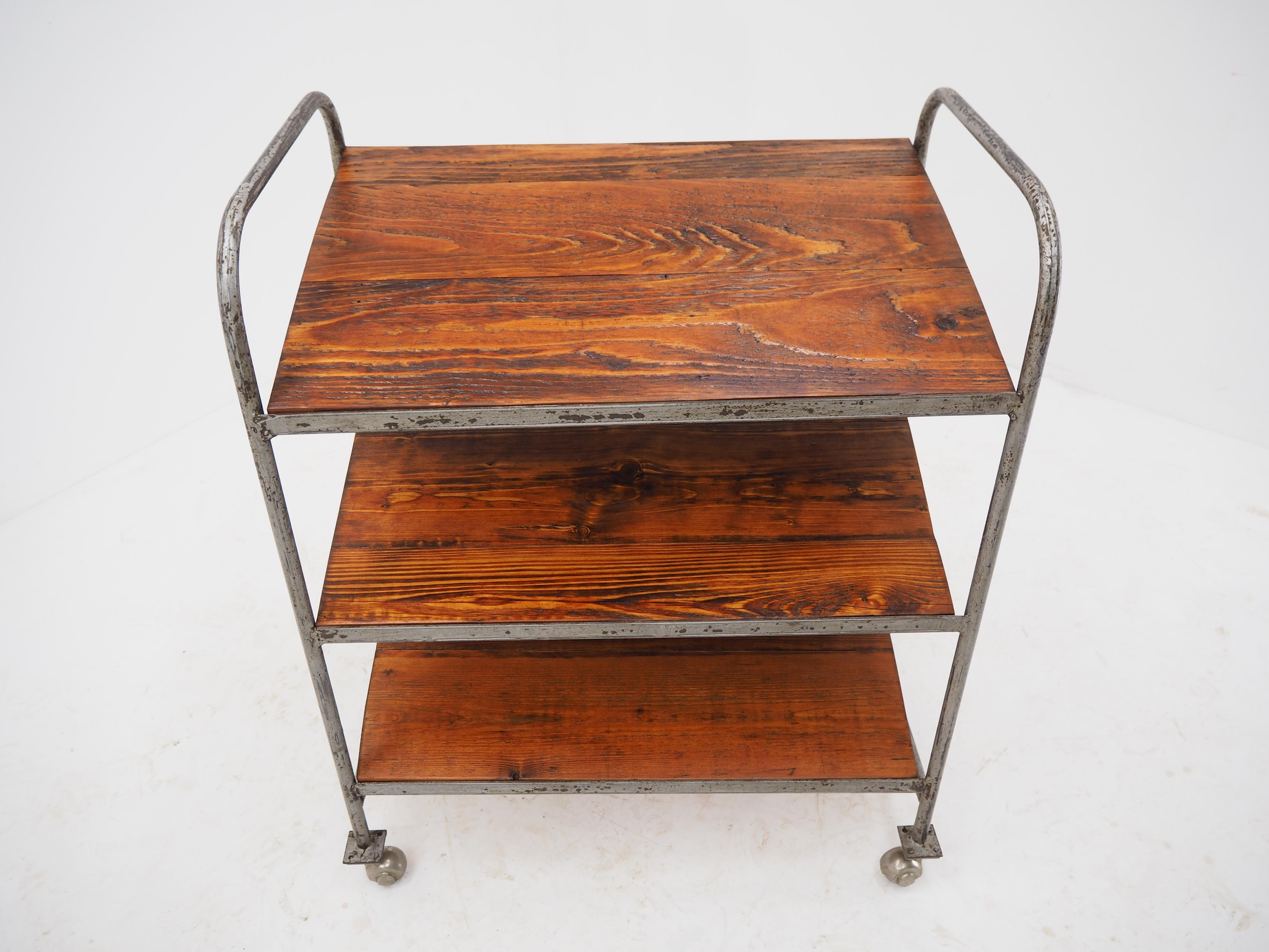 Midcentury Industrial Shelves, Trolley For Sale 5