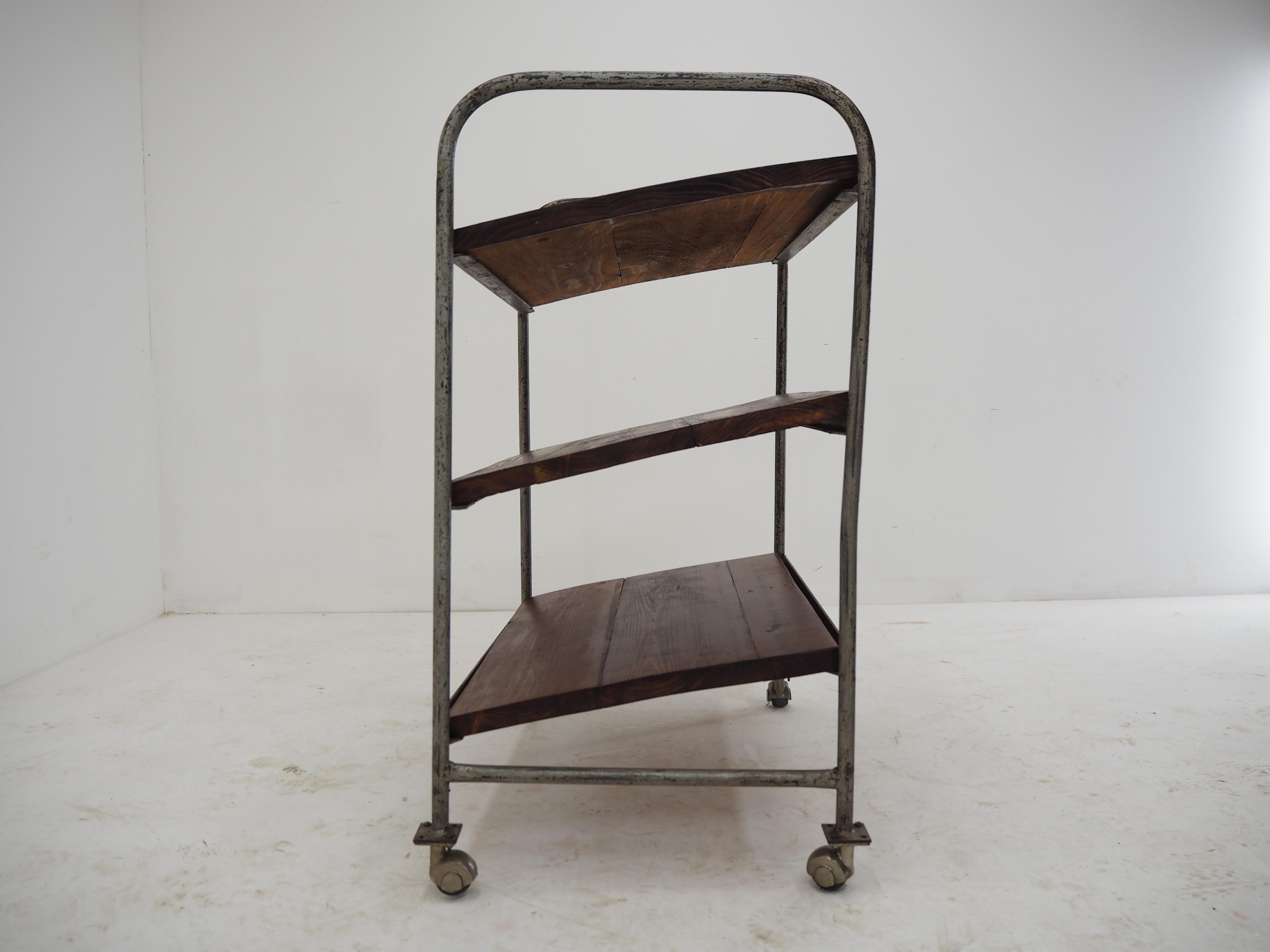 Mid-20th Century Midcentury Industrial Shelves, Trolley For Sale