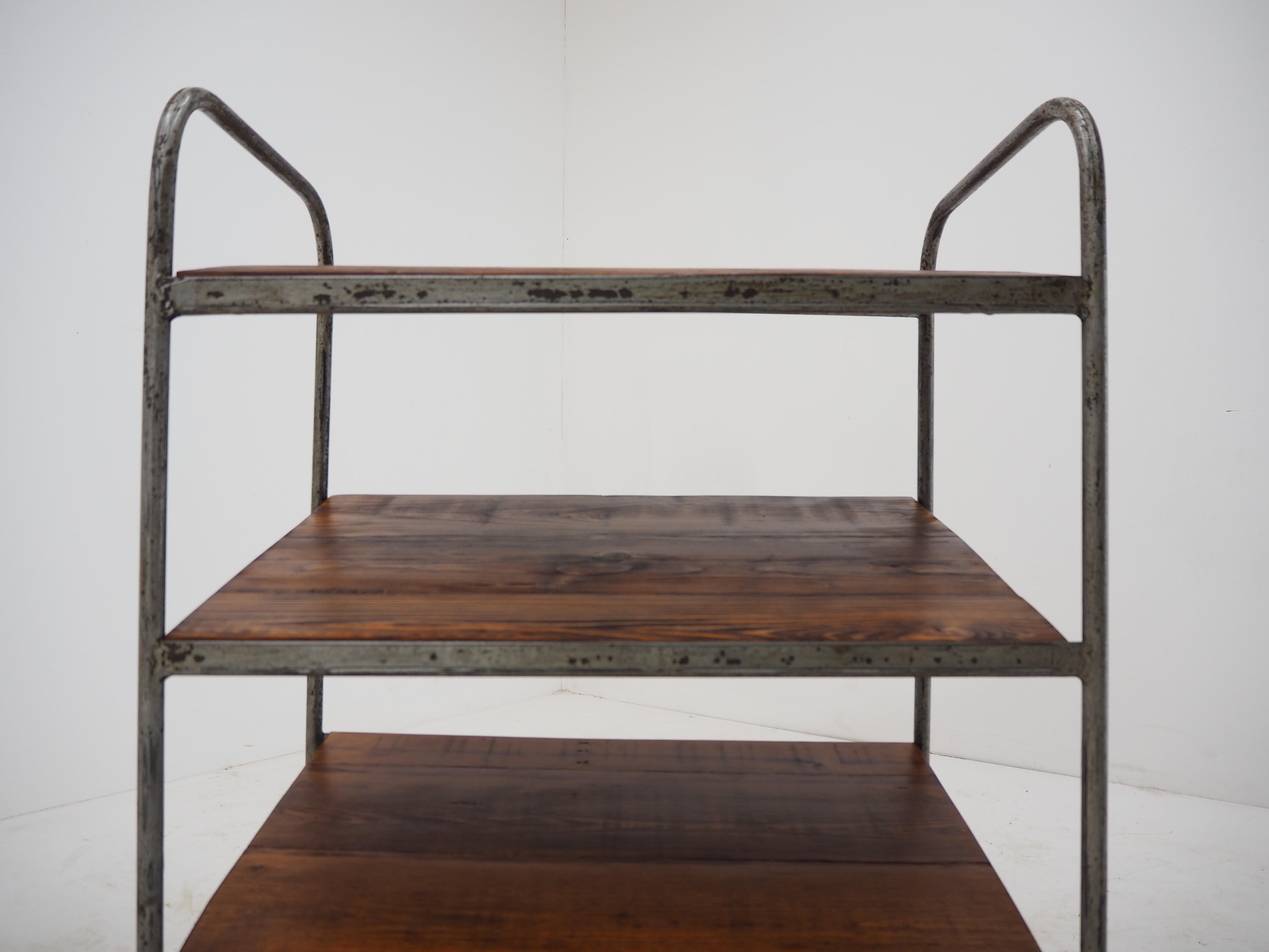 Midcentury Industrial Shelves, Trolley For Sale 4