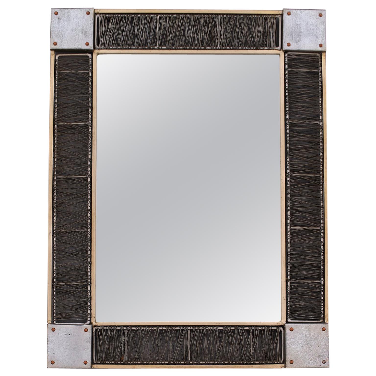 Midcentury Industrial Style Aluminum Framed Mirror