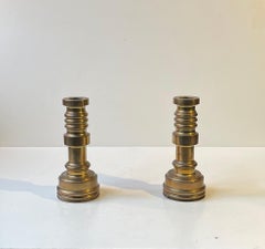 Chandeliers de style industriel du milieu du siècle en bronze