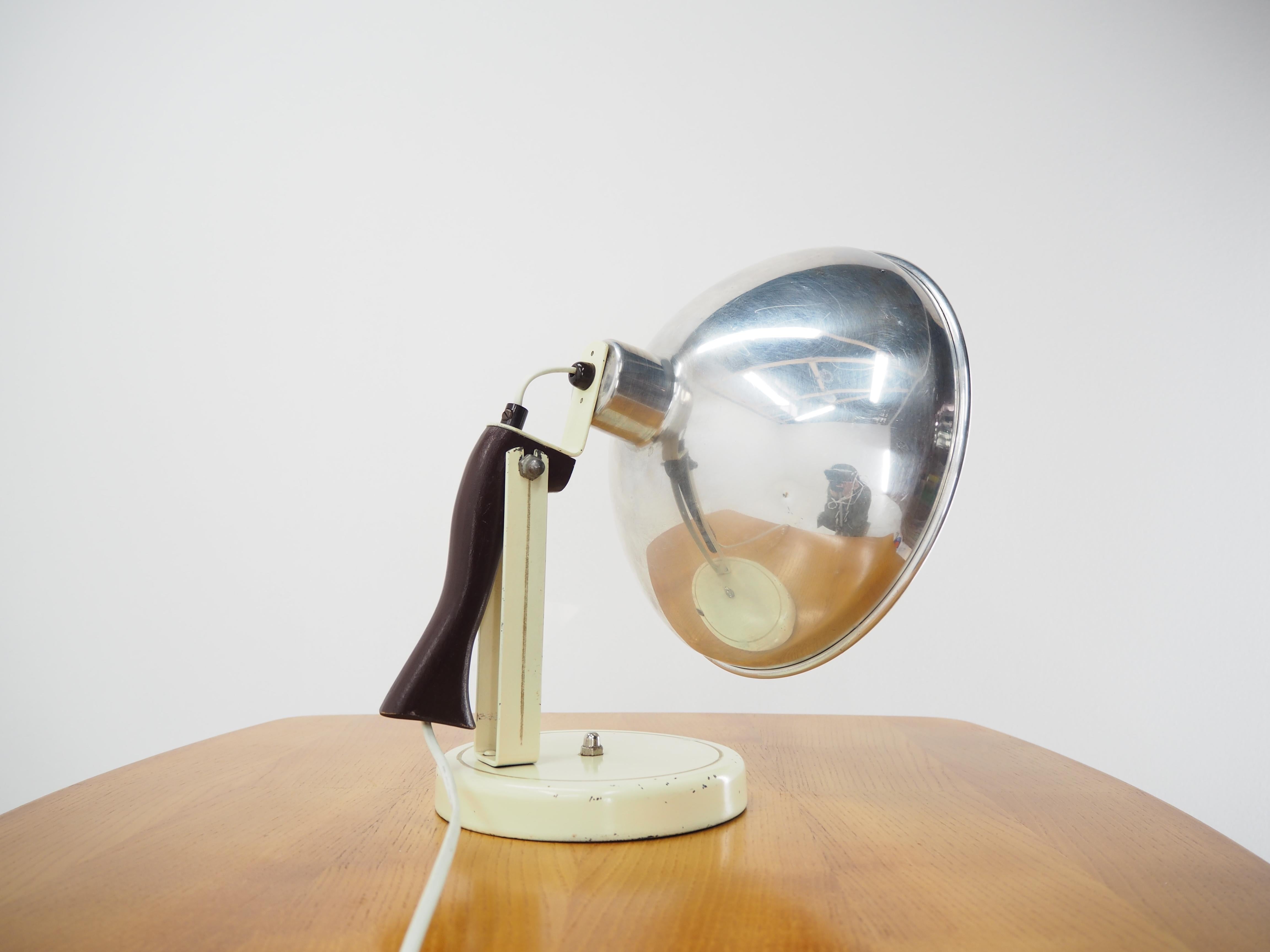 Midcentury Industrial Table or Hand Lamp, Czechoslovakia, 1960s In Fair Condition For Sale In Praha, CZ
