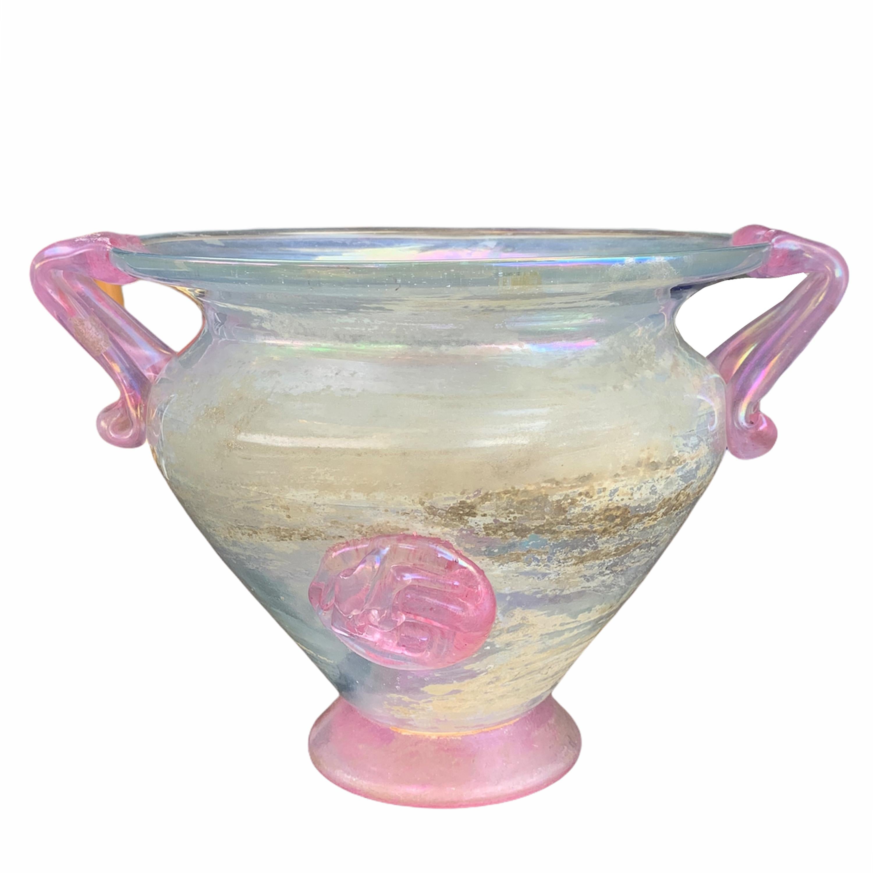 Art Glass Midcentury Iridescent Pink 