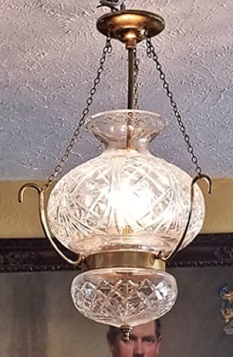 Brass Midcentury Irish Waterford Crystal Traditional Style Chandelier