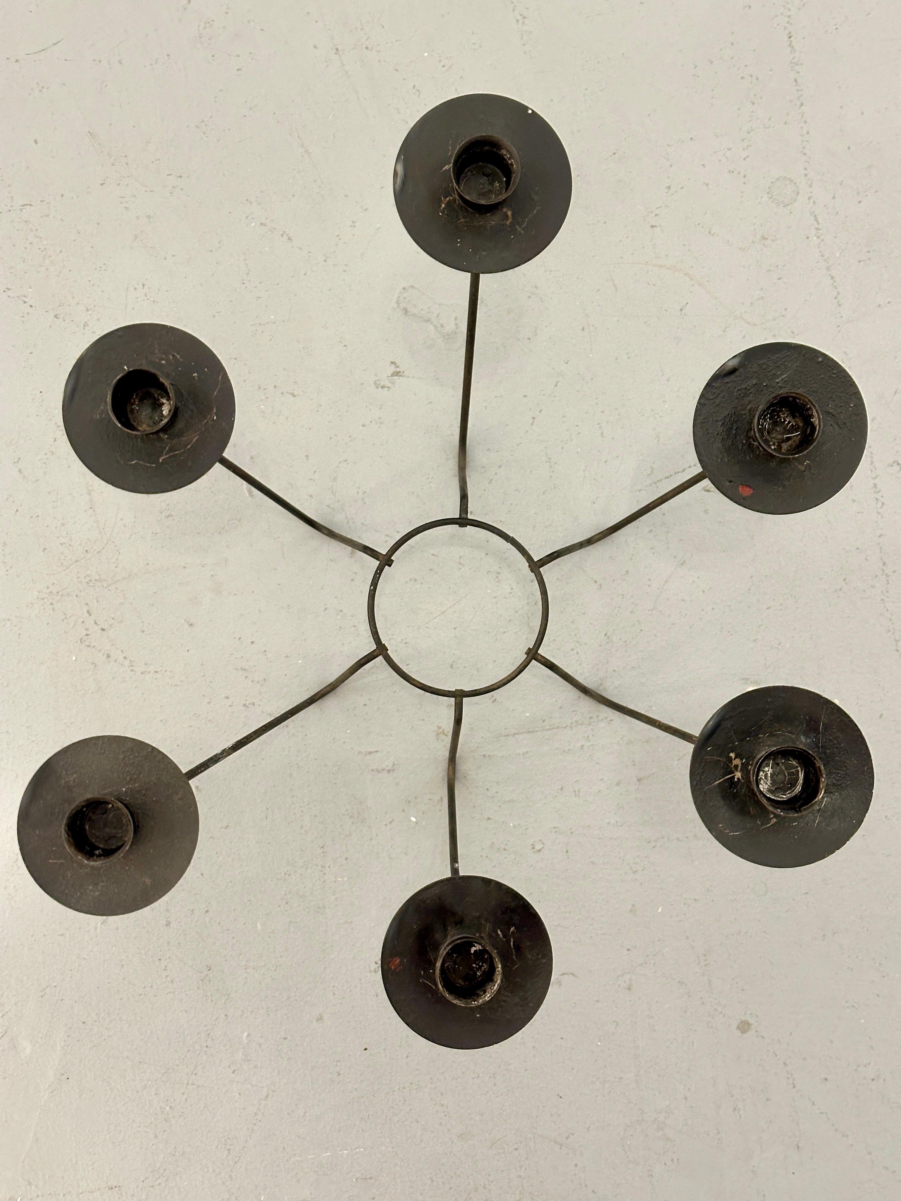 Midcentury Iron 6 Candle Candelabra, ca 1950s For Sale 4