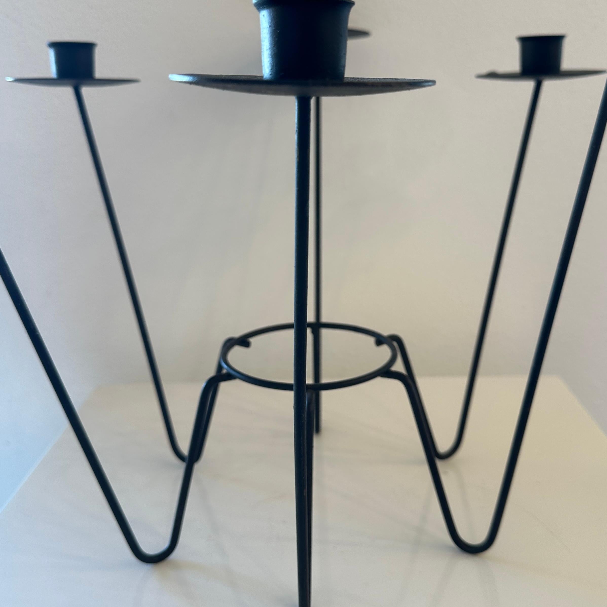 Mid-Century Modern Midcentury Iron 6 Candle Candelabra, ca 1950s For Sale