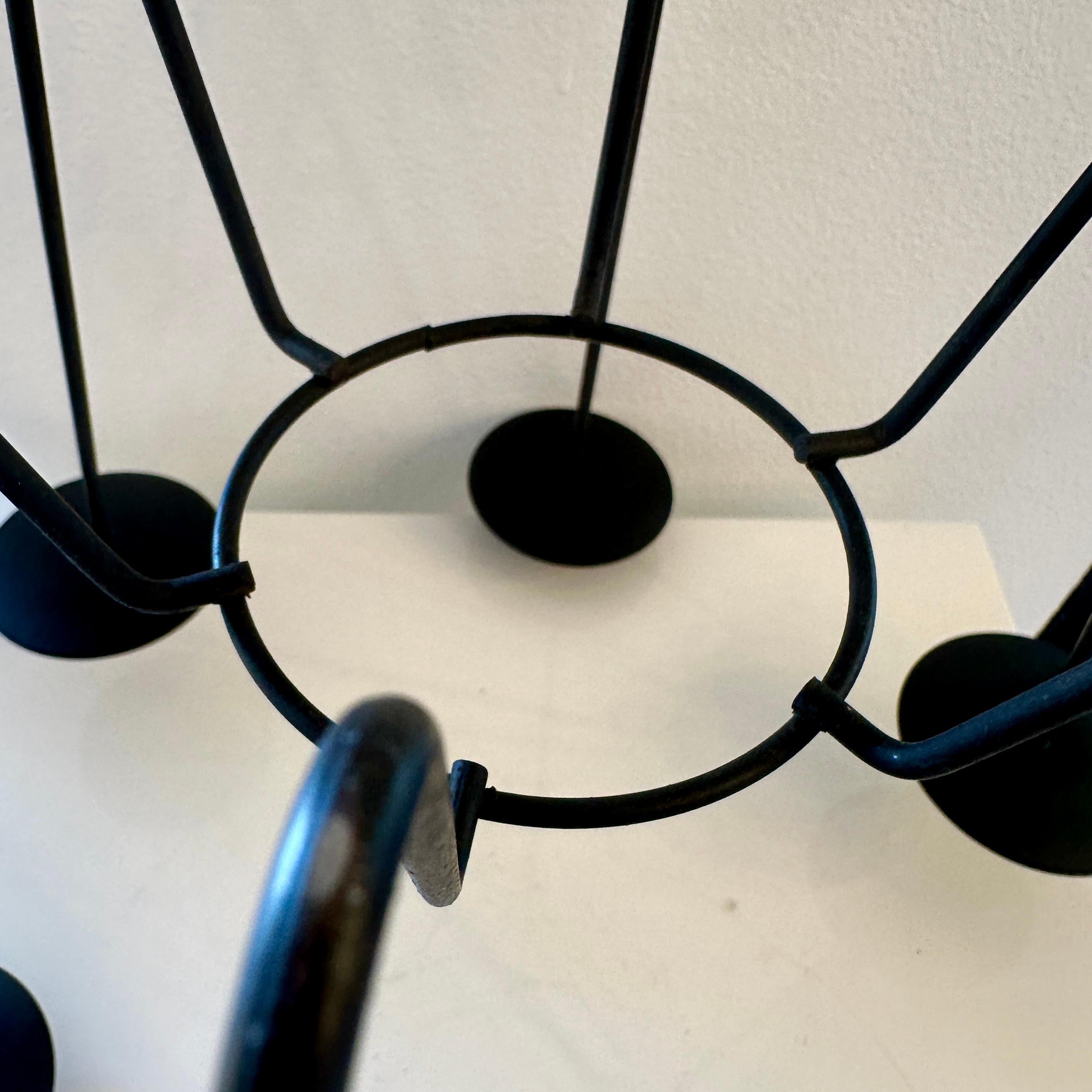Midcentury Iron 6 Candle Candelabra, ca 1950s In Good Condition For Sale In Cathedral City, CA
