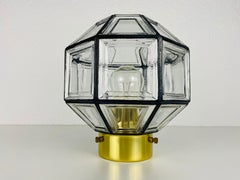 Midcentury Iron and Bubble Glass Flush Mount by Glashütte Limburg, 1960s