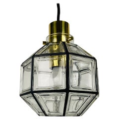 Midcentury Iron and Bubble Glass Flush Mount by Glashütte Limburg, 1960s