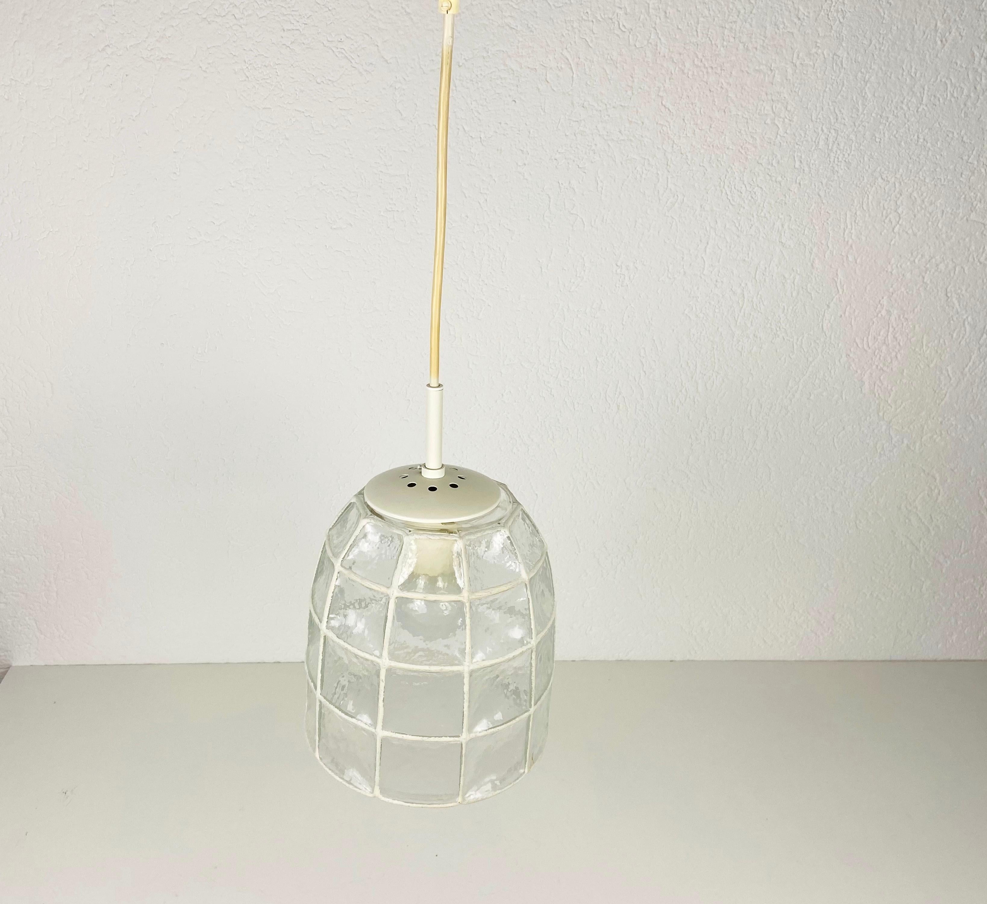 Midcentury Iron and Bubble Glass Pendant lamp by Glashütte Limburg, 1960s For Sale 7