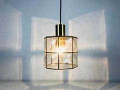 Midcentury Iron and Bubble Glass Pendant Lamp by Glashütte Limburg, 1960s
