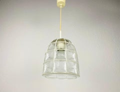 Midcentury Iron and Bubble Glass Pendant lamp by Glashütte Limburg, 1960s