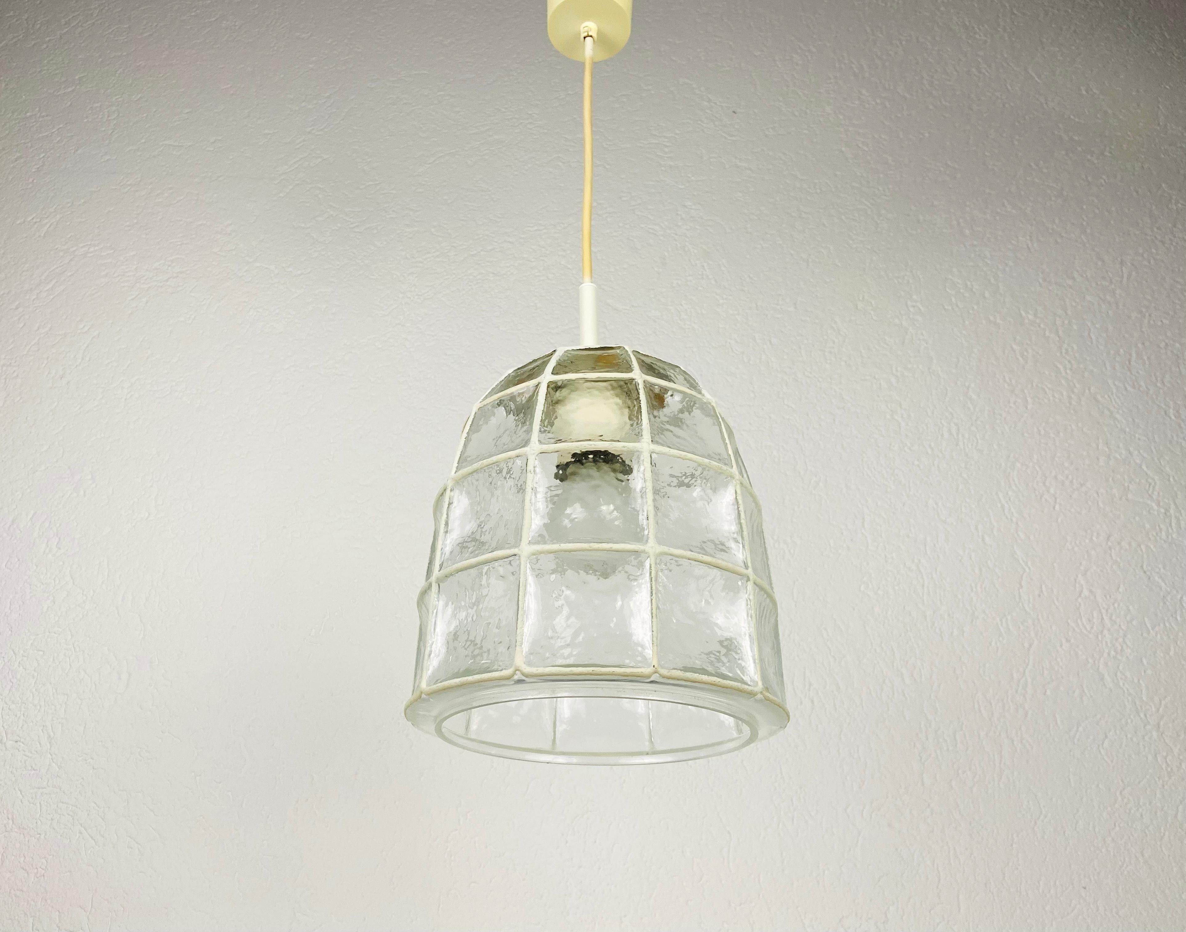 Mid-Century Modern Midcentury Iron and Bubble Glass Pendant lamp by Glashütte Limburg, 1960s For Sale