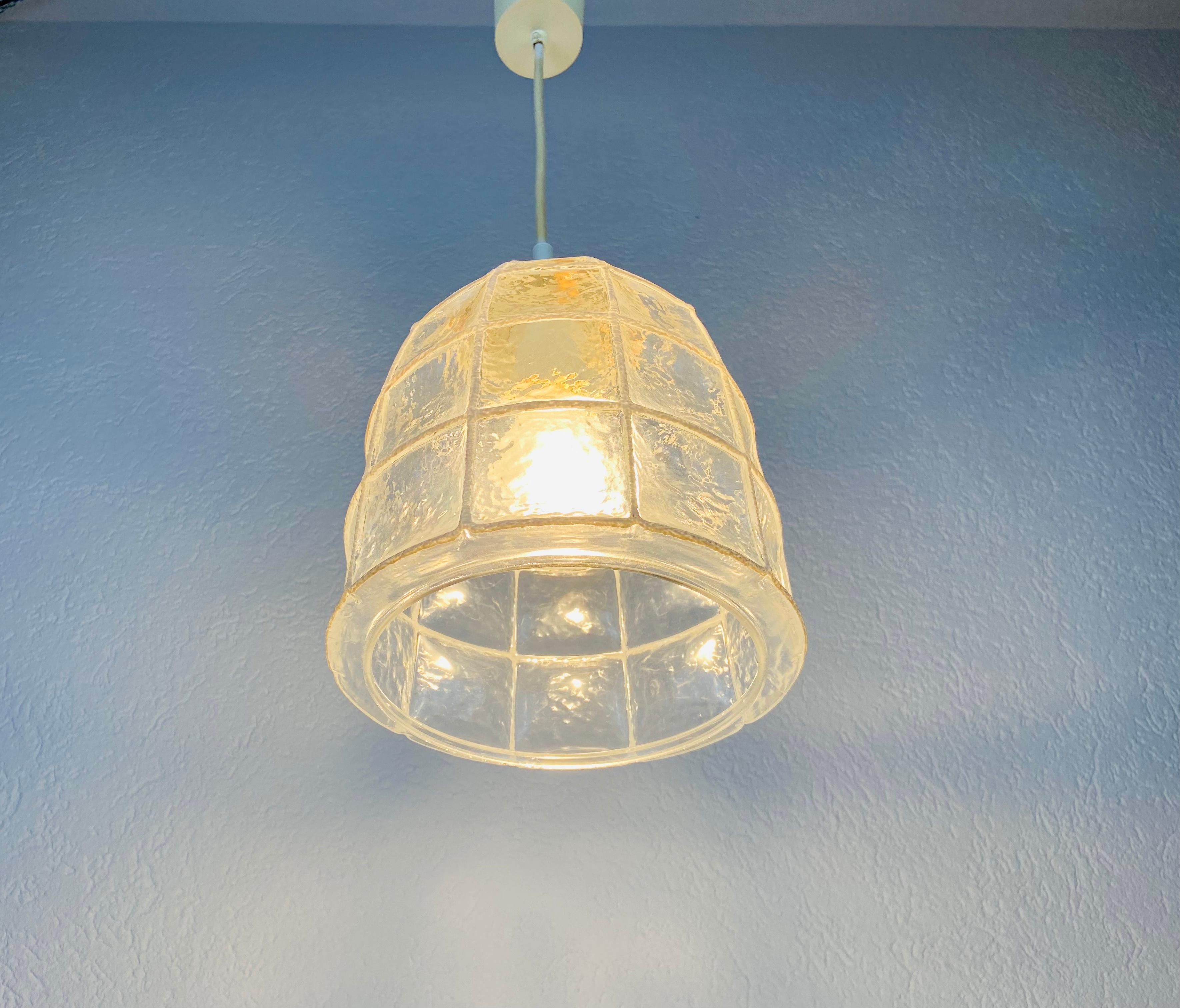 Midcentury Iron and Bubble Glass Pendant lamp by Glashütte Limburg, 1960s In Good Condition For Sale In Hagenbach, DE
