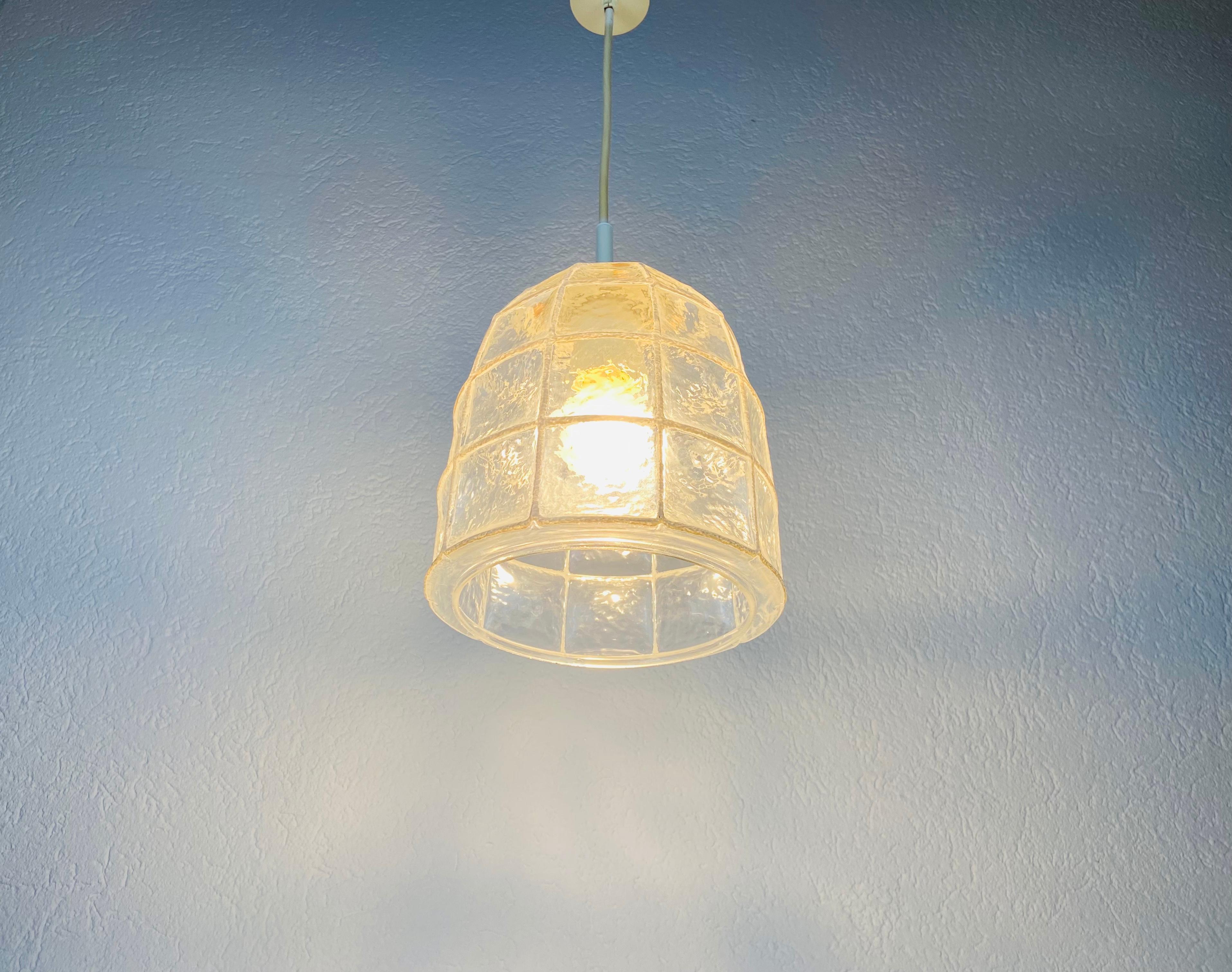 Mid-20th Century Midcentury Iron and Bubble Glass Pendant lamp by Glashütte Limburg, 1960s For Sale