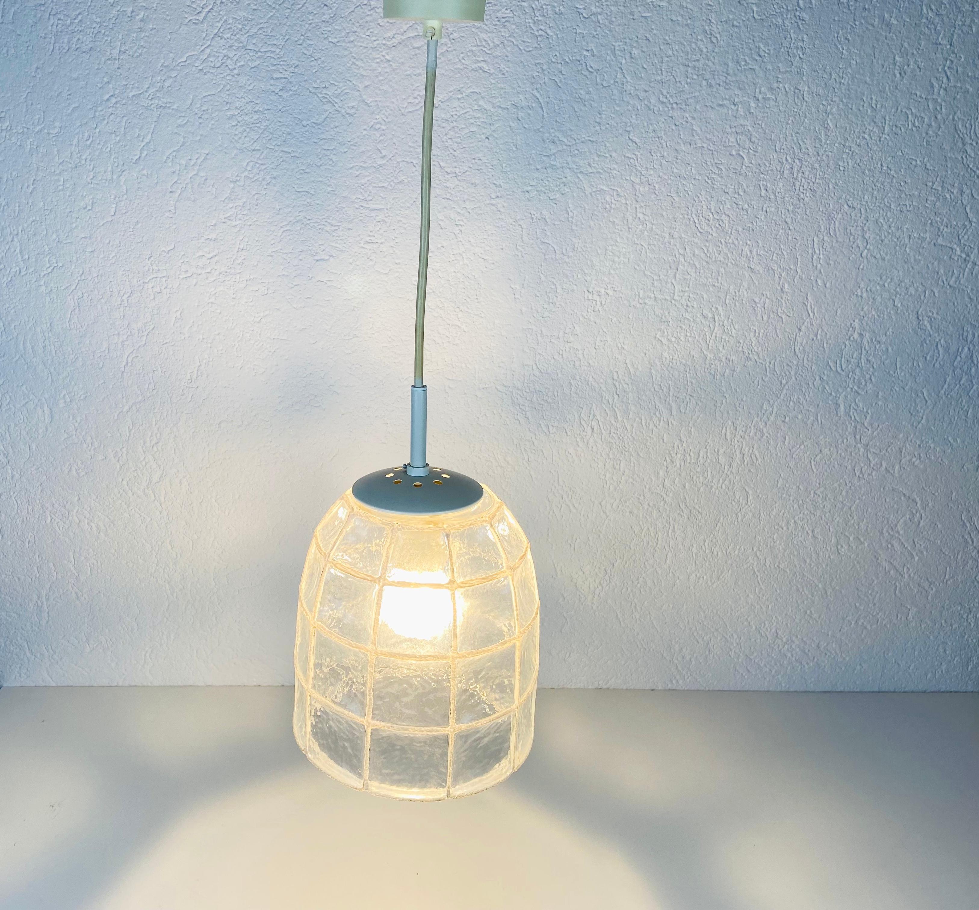 Midcentury Iron and Bubble Glass Pendant lamp by Glashütte Limburg, 1960s For Sale 2