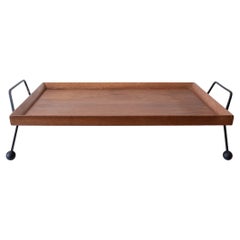 Midcentury Iron and Wood Tray Table