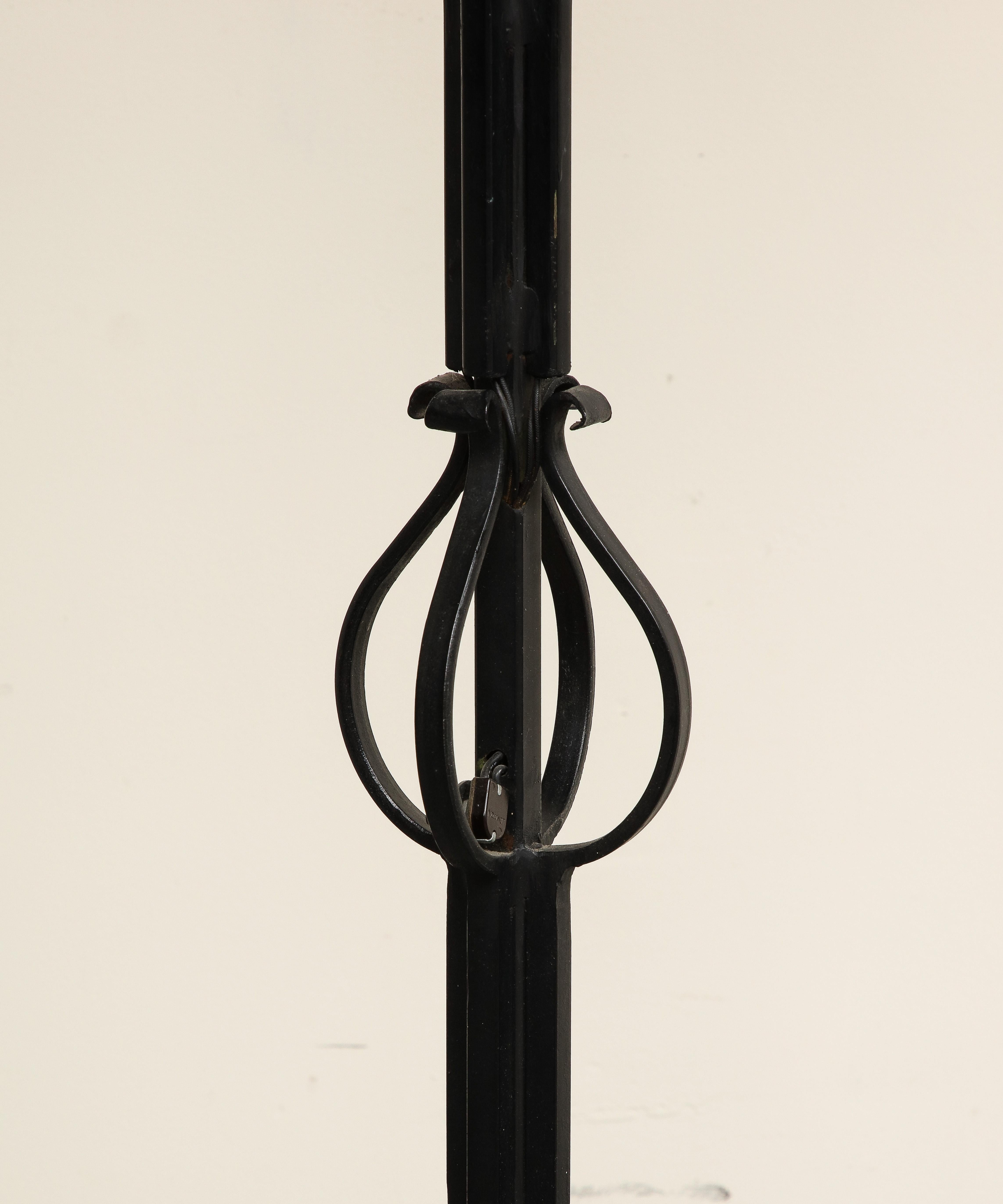 Midcentury Iron Candlestick Floor Lamp, attributed to Tommi Parzinger For Sale 5