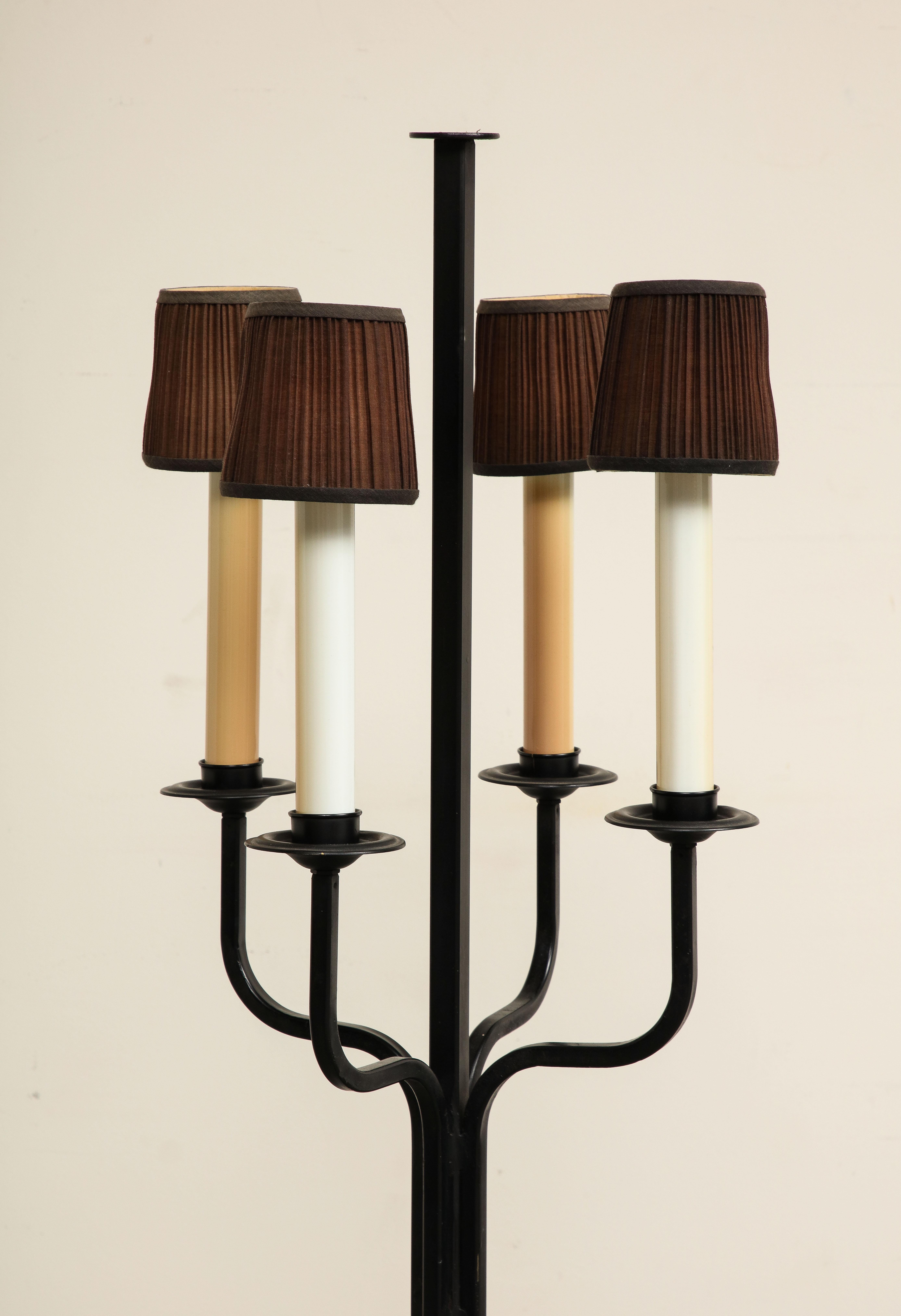 Midcentury Iron Candlestick Floor Lamp, attributed to Tommi Parzinger For Sale 1