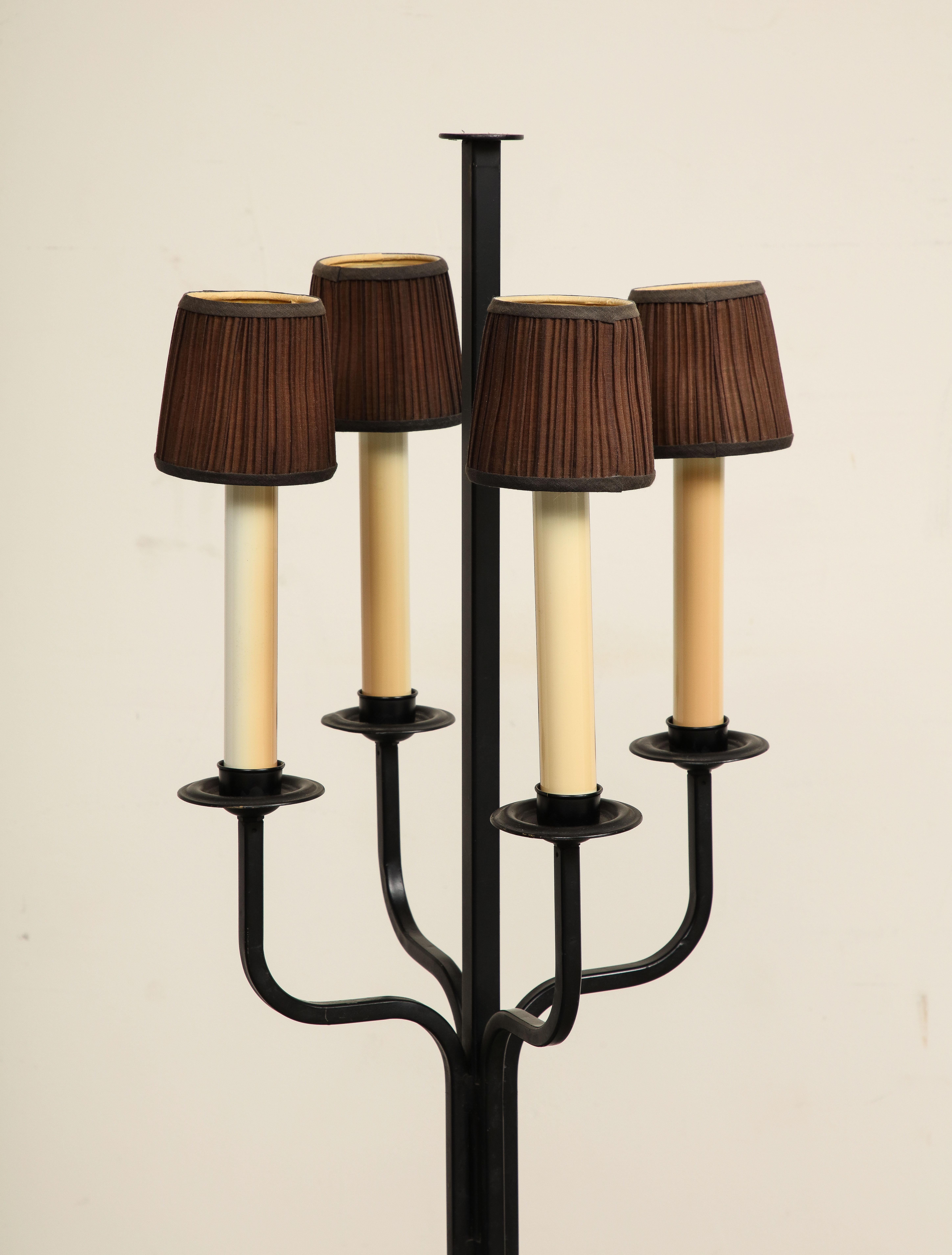 Midcentury Iron Candlestick Floor Lamp, attributed to Tommi Parzinger For Sale 2