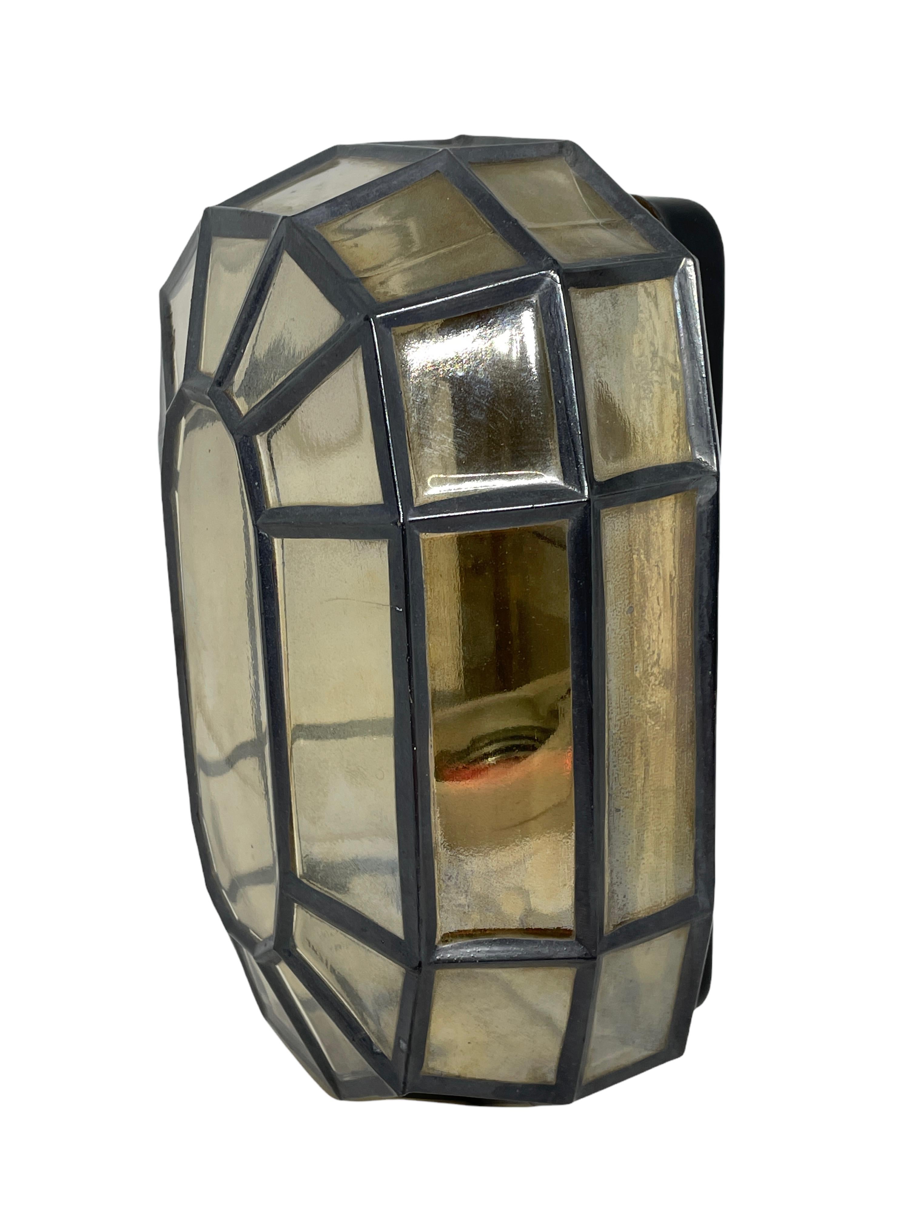 Mid-Century Modern Midcentury Iron Glass Wall Light by Glashütte Limburg, 1970s For Sale