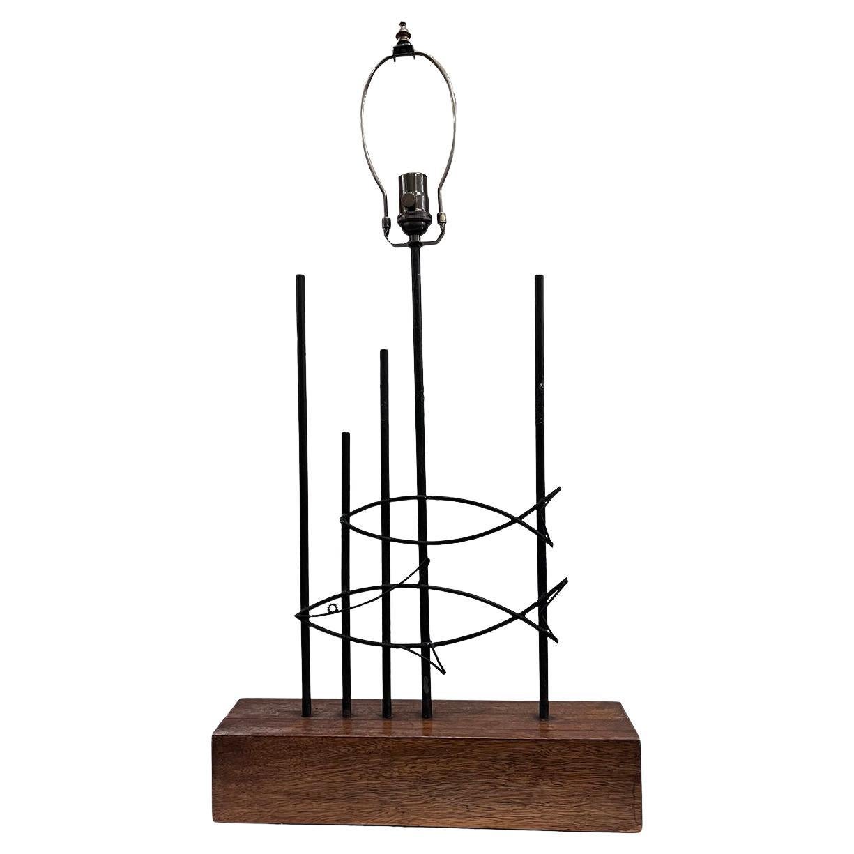 Mid-Century Iron Lamp For Sale