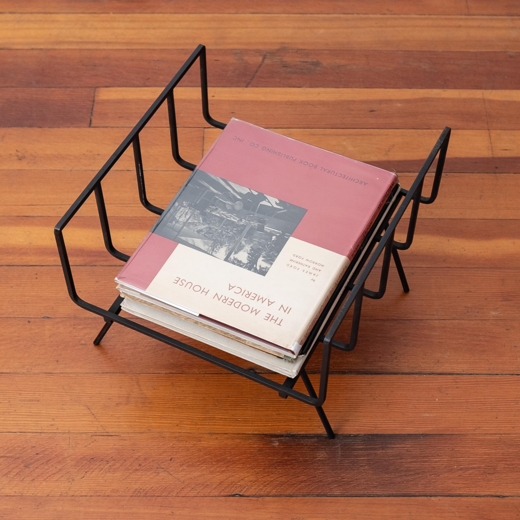 American Midcentury Iron Magazine or Book Holder For Sale