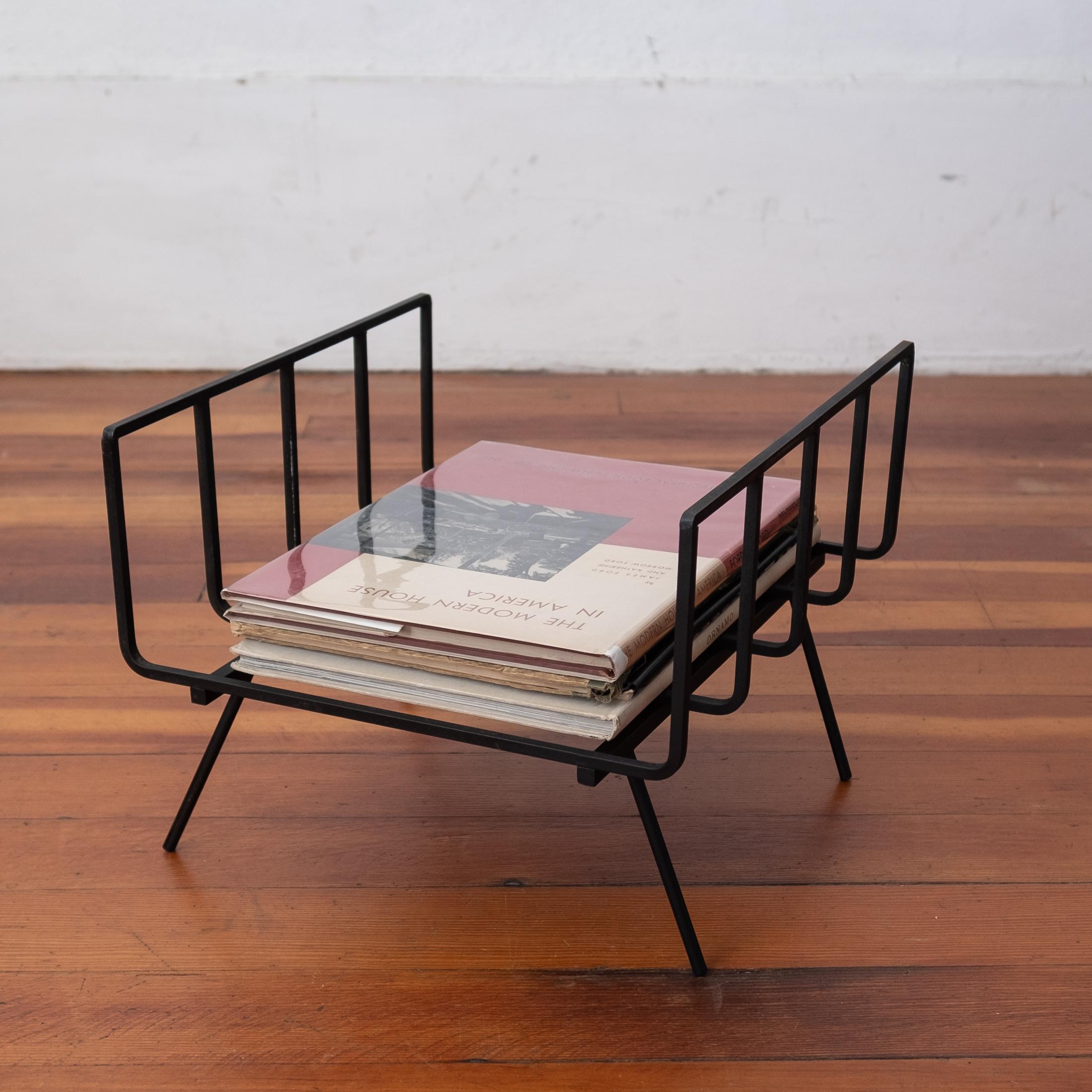 Midcentury Iron Magazine or Book Holder For Sale 3