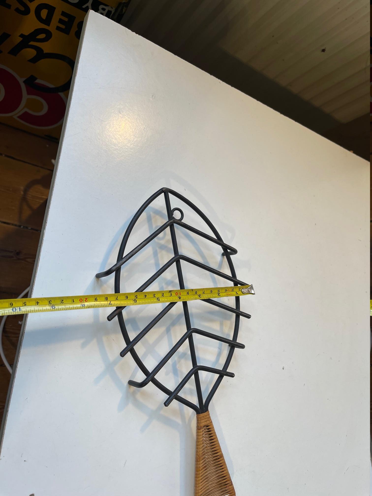 Mid-20th Century Midcentury Iron & Rattan Trivet Fish by Laurids Lonborg, 1960s For Sale