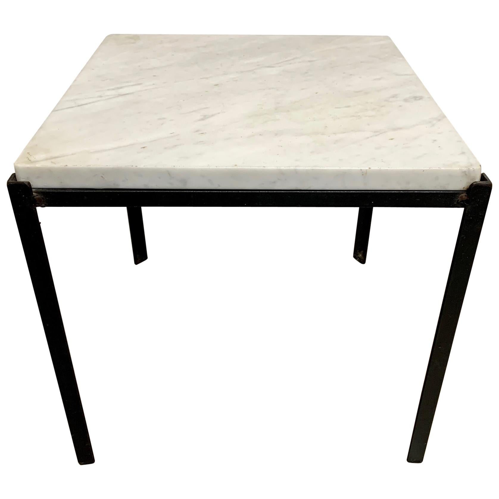 Midcentury Iron Side Table with Italian Marble