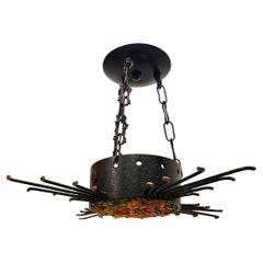 Midcentury Iron Sunburst Light Fixture
