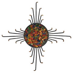 Vintage Midcentury Iron Sunburst Light Fixture