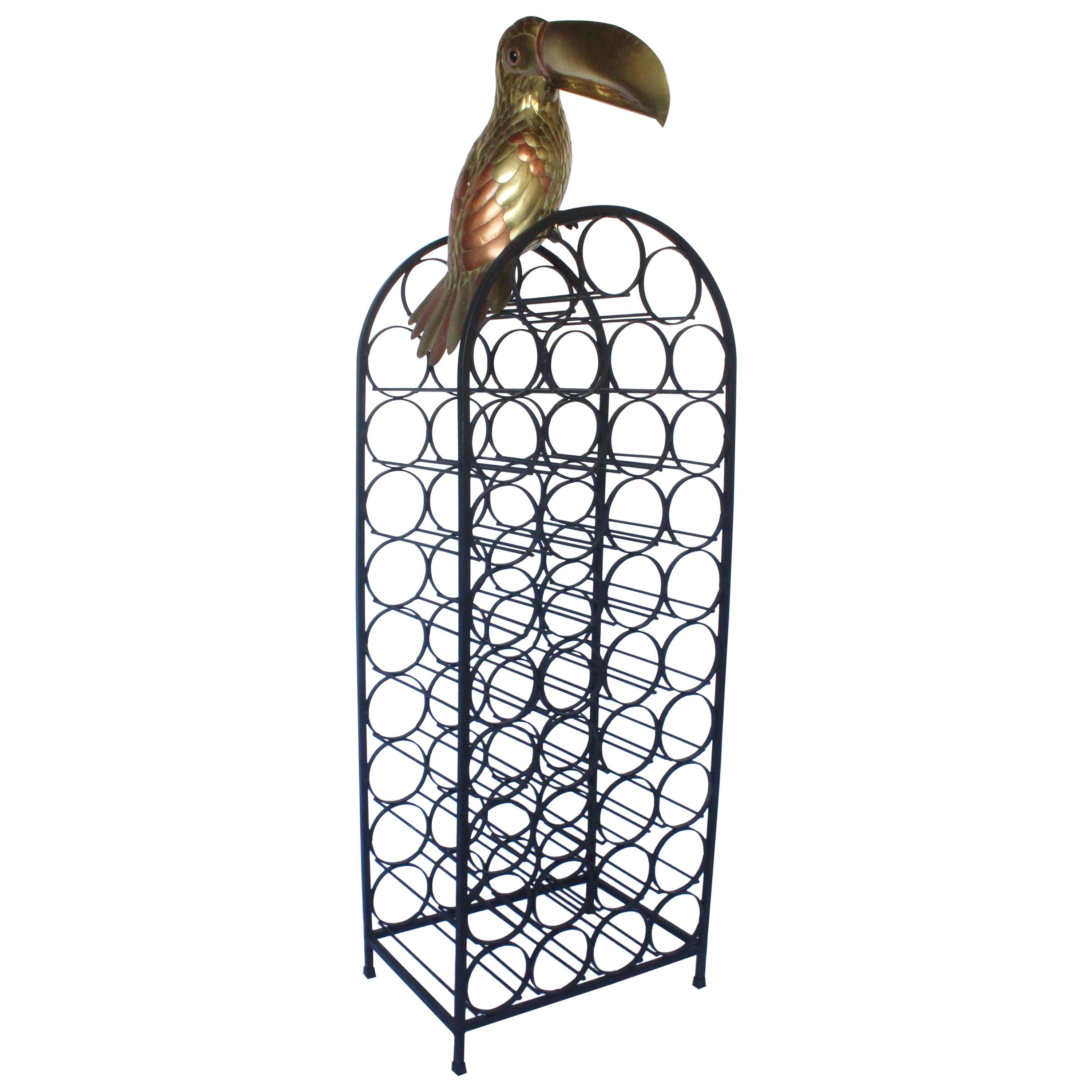 Midcentury Iron Wine Rack