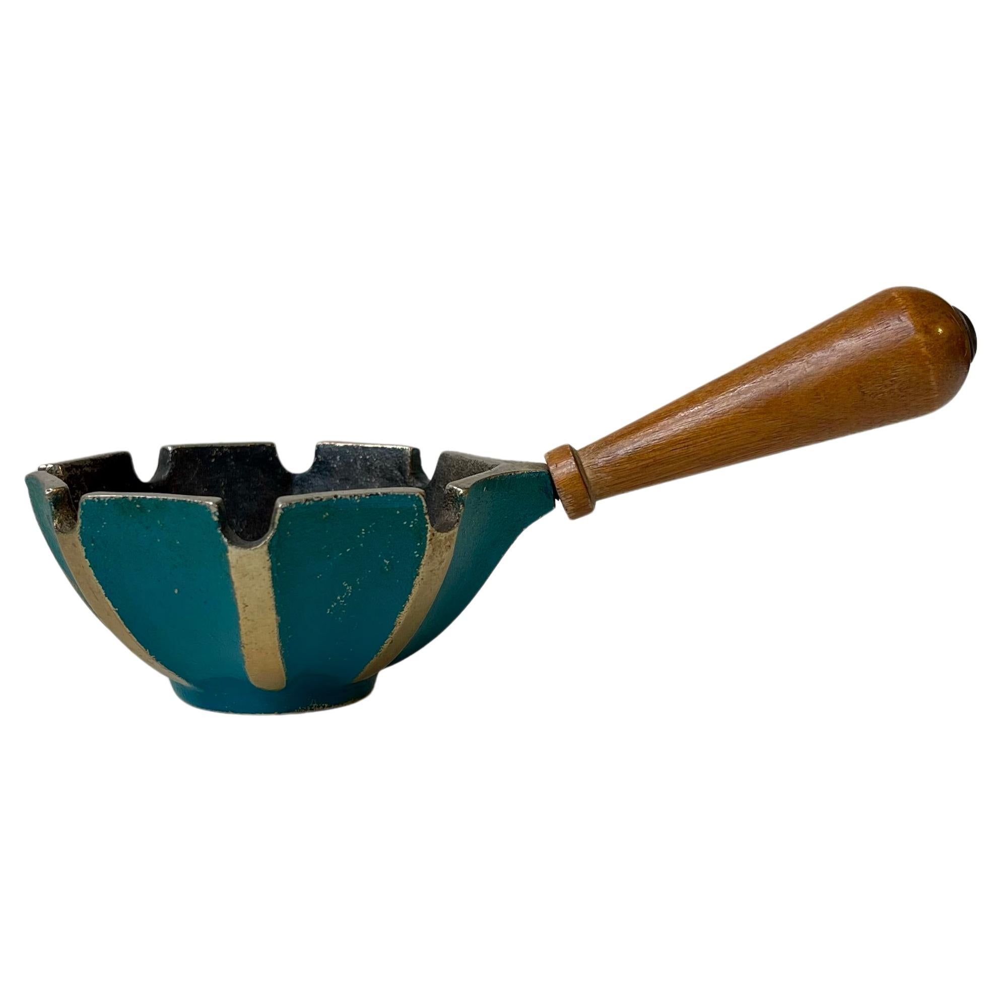 Mid-Century Modern Midcentury Israeli Ashtray in Cast Iron and Beech, 1960s For Sale