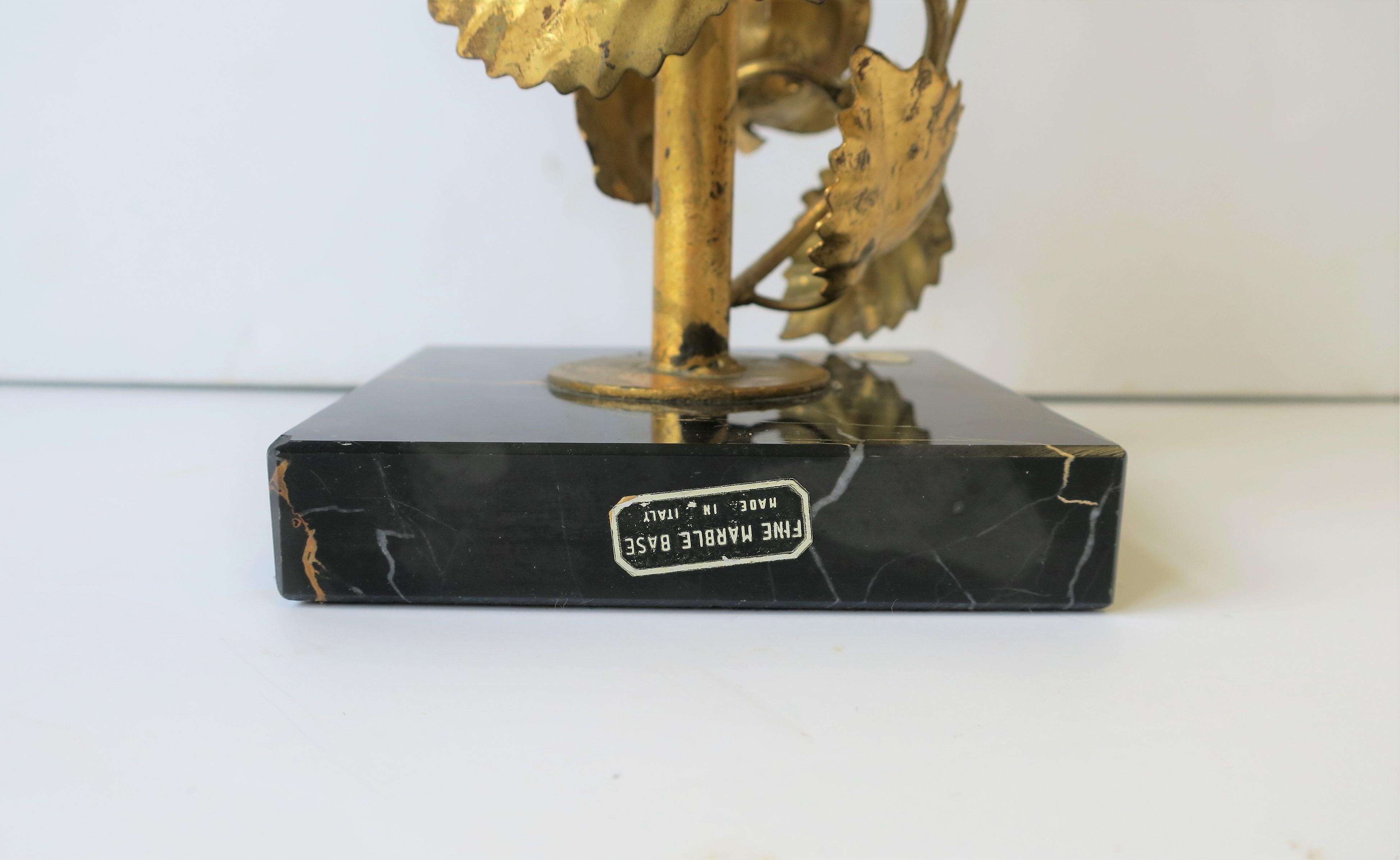 Italian Gold Gilt Tole and Black Marble Table Lamp For Sale 1