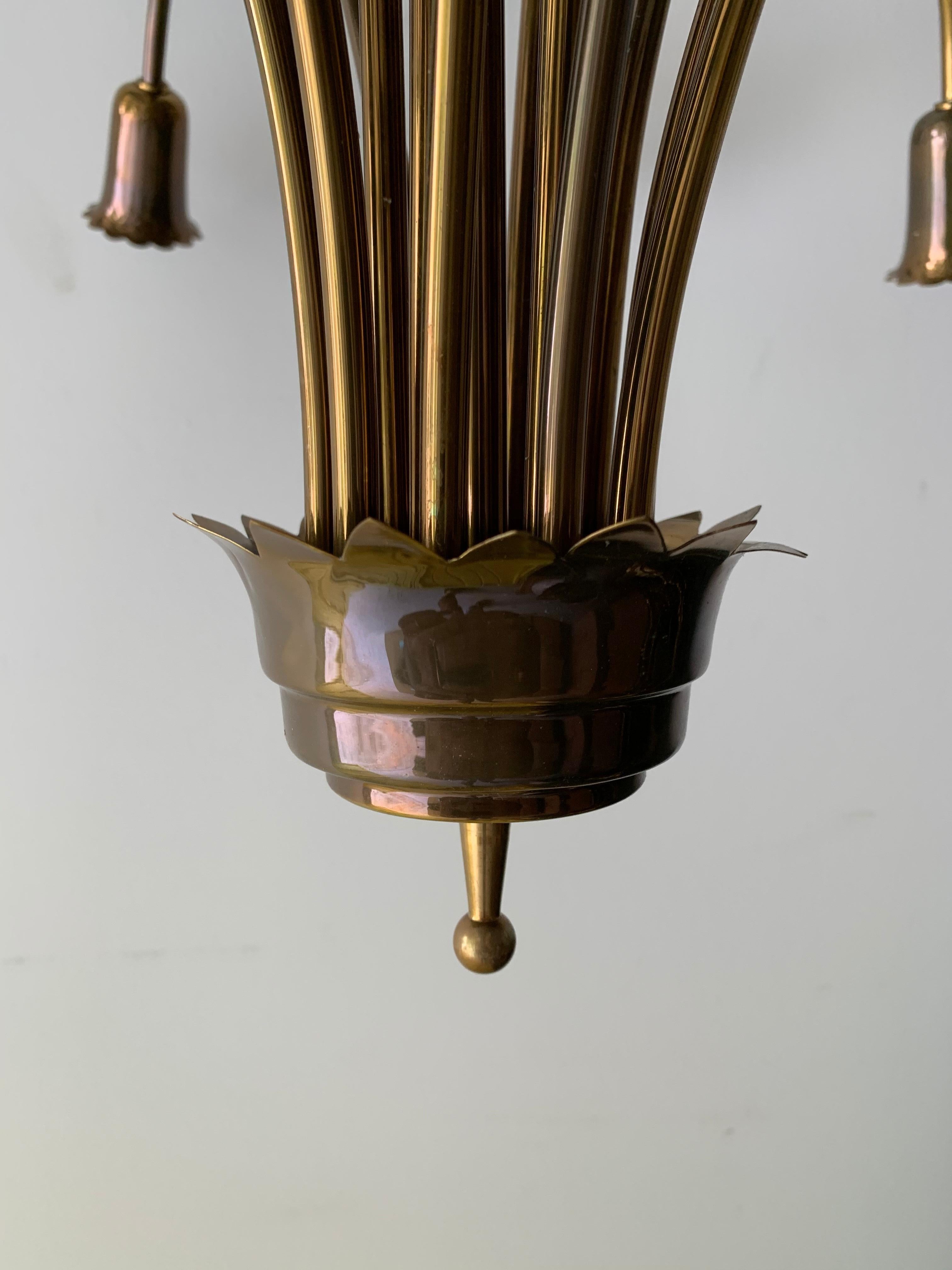 Midcentury Italian 15-Arm Brass Chandelier 5