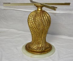 Midcentury Italian Alabaster on Gilt Carved Tassel Mounted on Onyx Base, 1940s