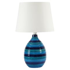 Midcentury Italian Aldo Londi for Bitossi Huge Blue Table Lamp with New Shade