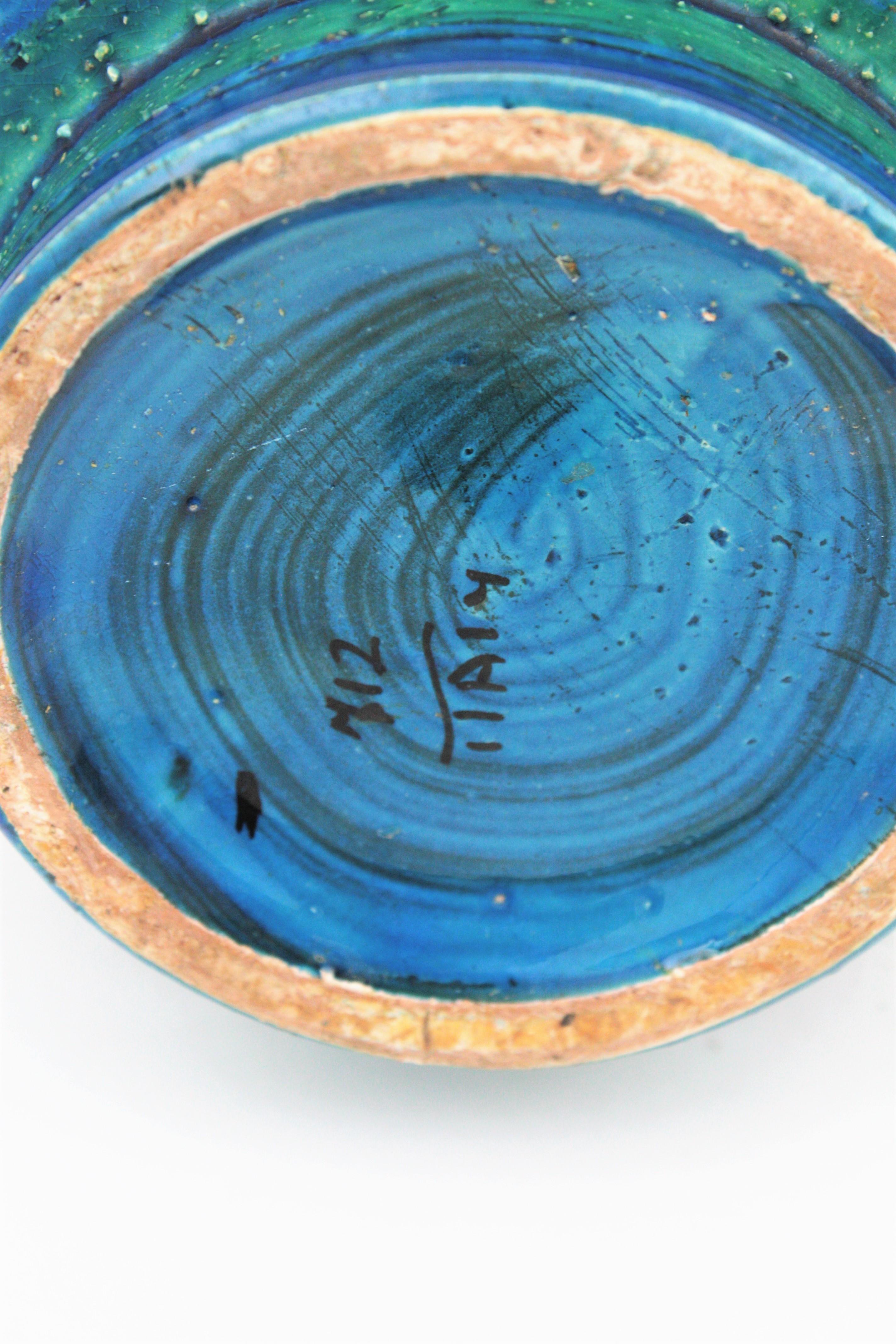 Midcentury Italian Aldo Londi for Bitossi Rimini Blue Glazed Ceramic Vase 5