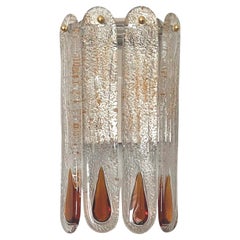 Midcentury Italian Amber Murano Glass Wall Sconce by Mazzega, 1970s