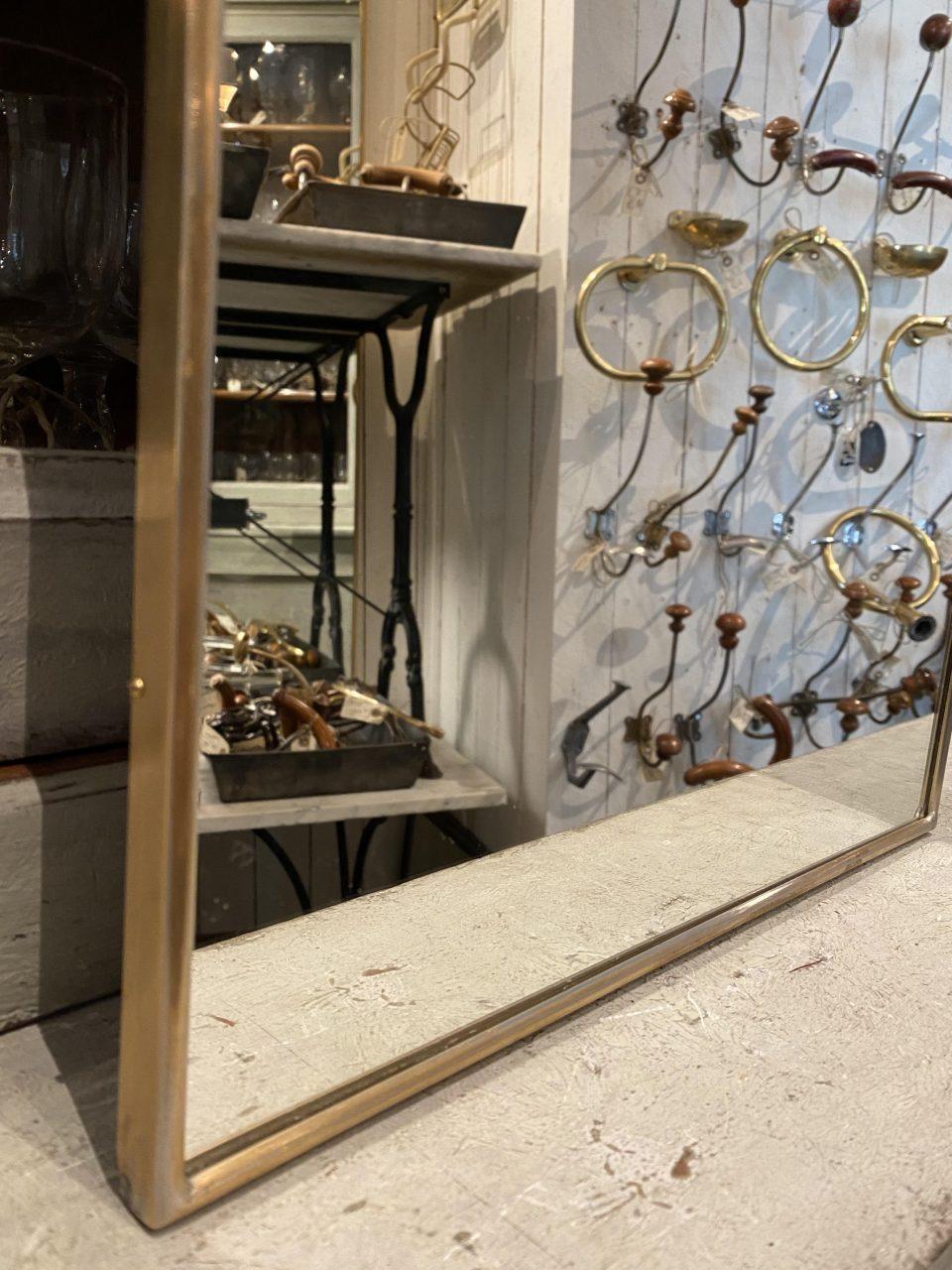 Midcentury Italian Arched Brass Mirror In Good Condition In Copenhagen K, DK