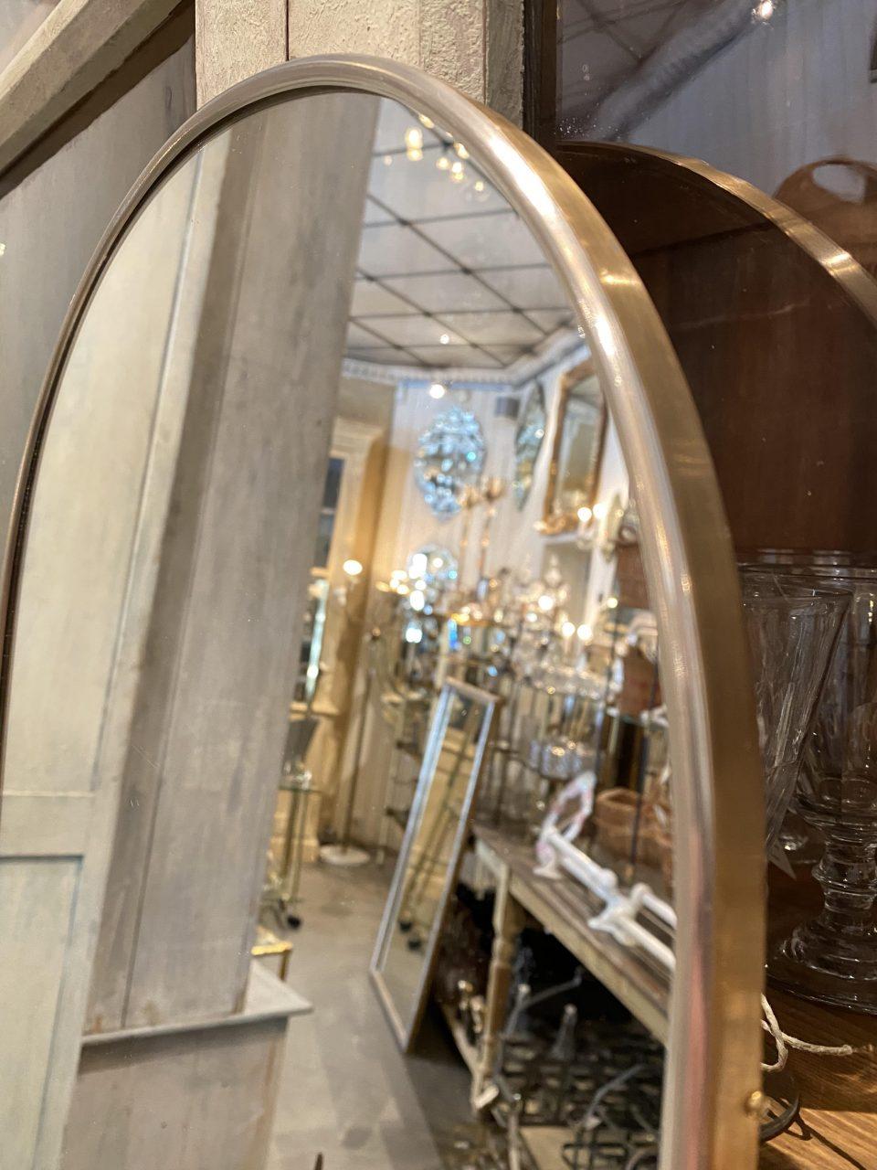 20th Century Midcentury Italian Arched Brass Mirror