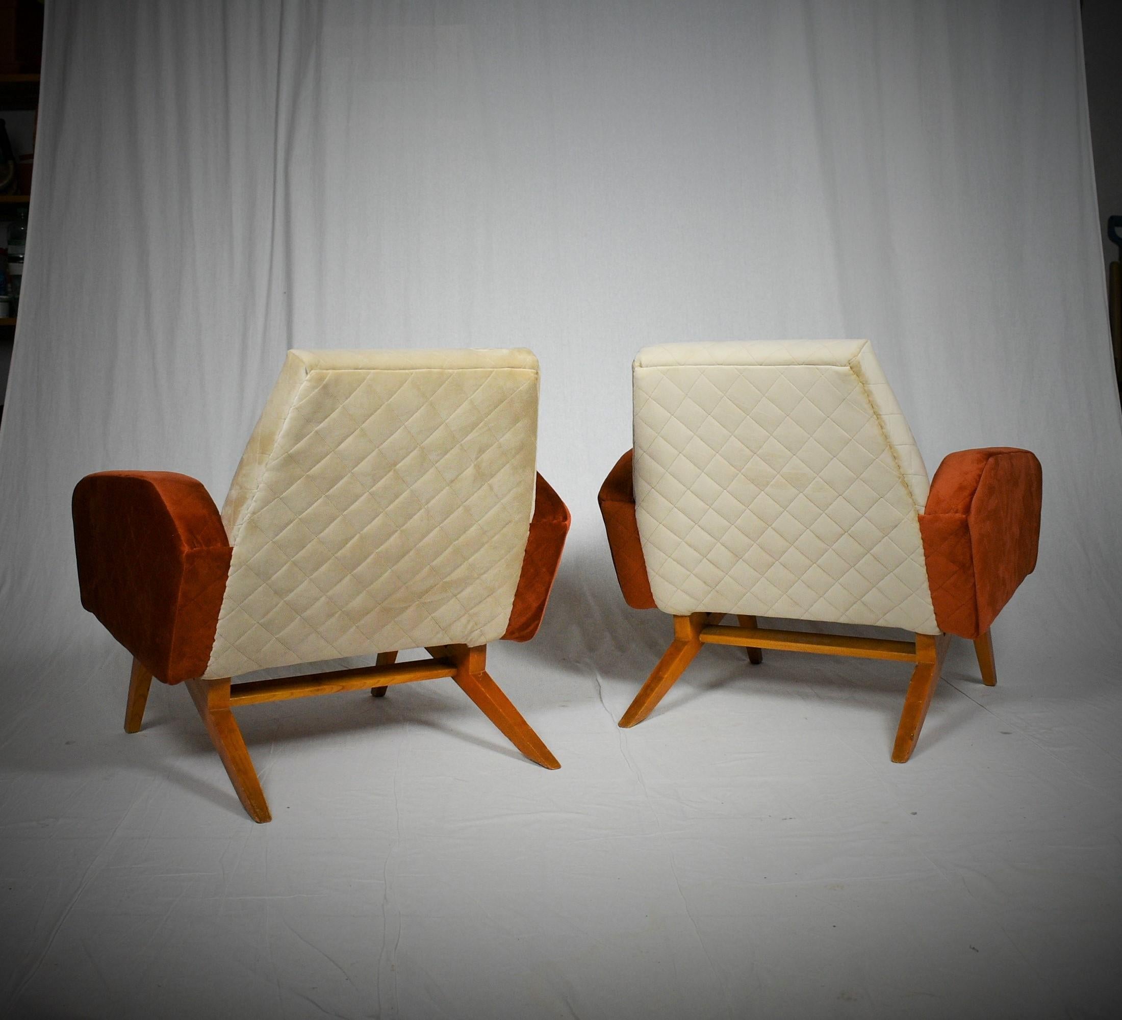 Fabric Midcentury Italian Armchairs, 1965 For Sale
