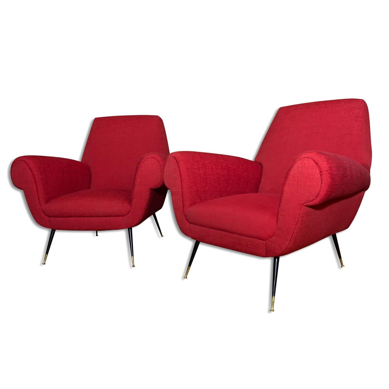Midcentury Italian Armchairs by Gigi Radice for Minotti, Set of Two In Excellent Condition In Prague 8, CZ